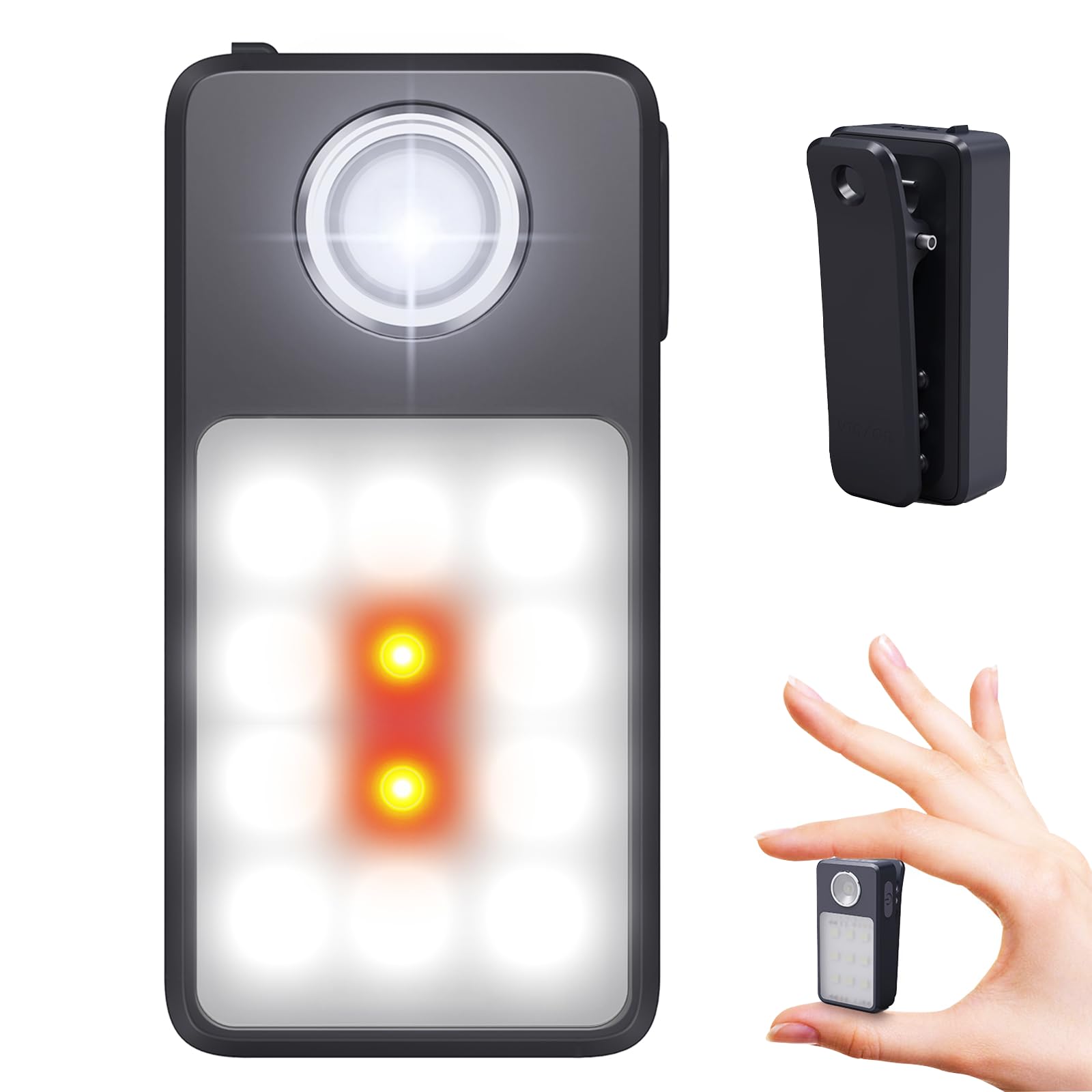 Tubasion Clip On Flashlight with 3 Modes, USB-C Rechargeable Running Light for Runners, IPX7 Waterproof LED Safety Light, EDC Fl