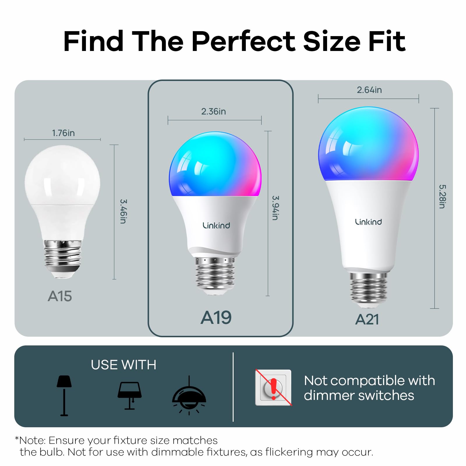 Linkind Smart WiFi Light Bulbs, Color Changing A19 E26 Dimmable, 800 Lumen, 6 Pack, Multi-colored, No Hub Needed, Works with Alexa & Google Home