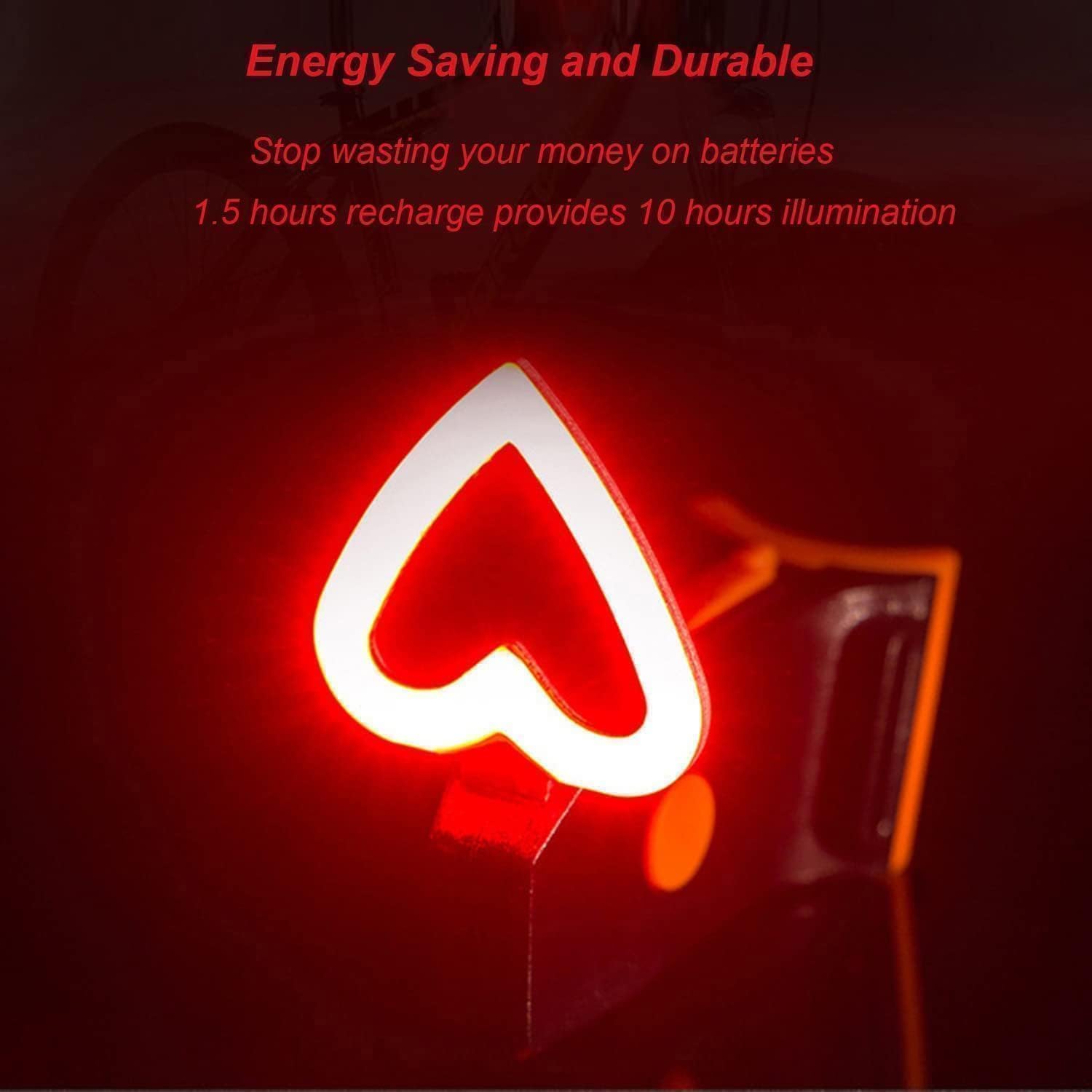 Aailucky Rechargeable Bike Tail Light  Led Bicycle Rear Light For Night Riding  Bright Girls Heart Shape Bike Taillight  Cycling Warning Light For mature-themeds Kids Women  5 Lighting Mode
