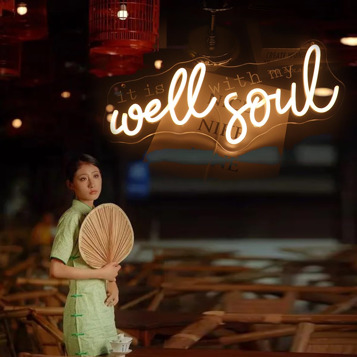 It Is Well With My Soul Decorative Neon Sign  Positive Relax Quotes Led Sign  Christian Gifts Desk Sign Decor For Home Office Wall (Warm White)