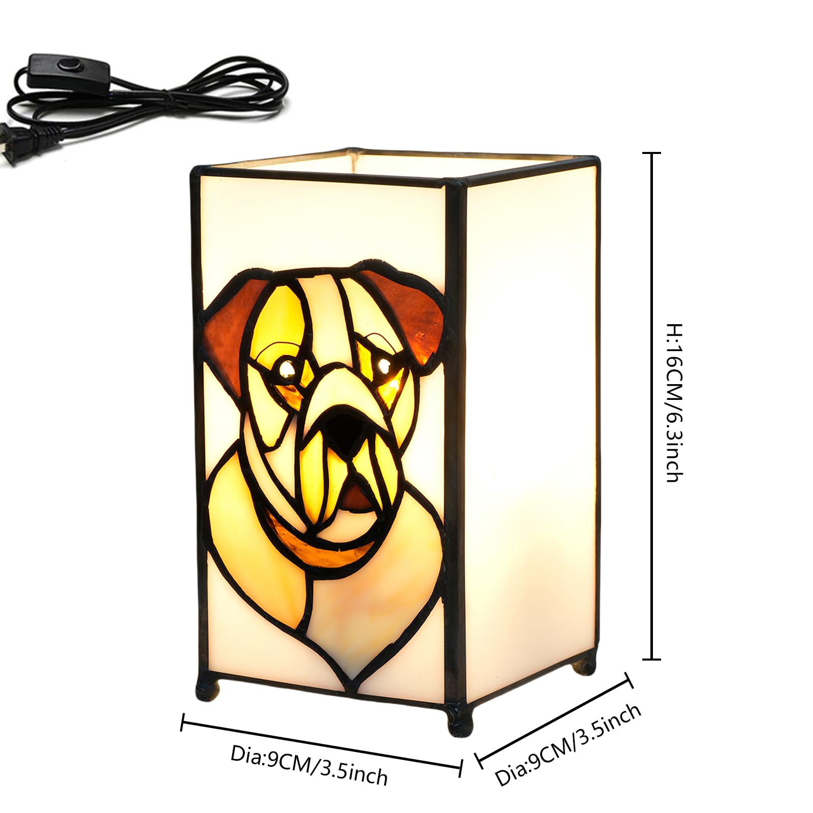 Kiphepi Tiffany Lamp Stained Glass Lamp Small Bedside Table Lamps For Living Room Home Decor Girls Women Birthday Halloween Christmas Thanksgiving Day Gift Dog