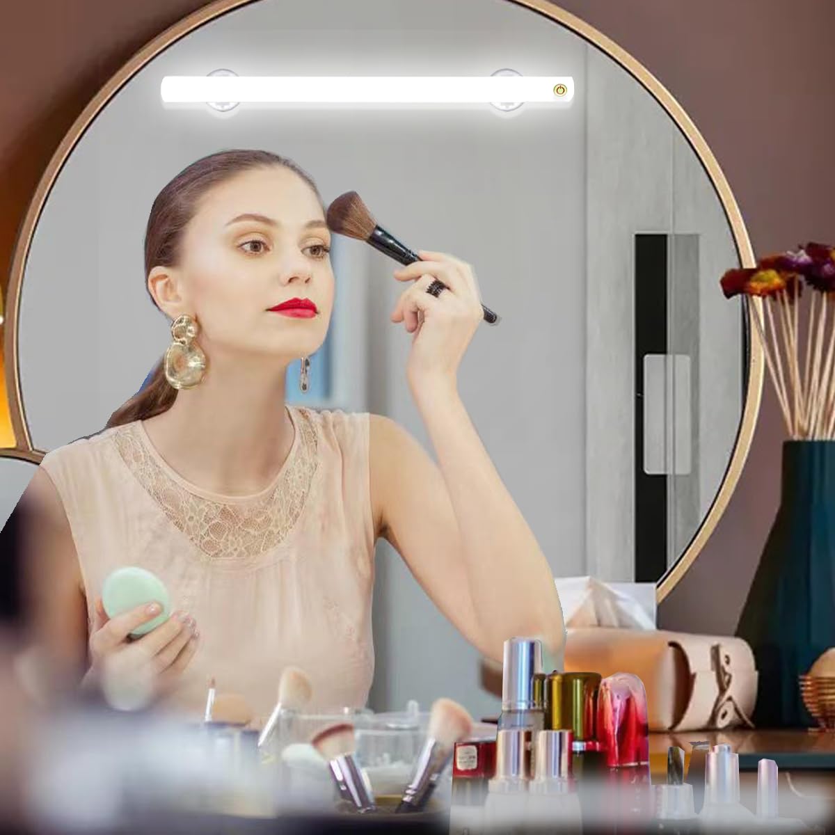BESTCAN LED Mirror Lights - Portable Cordless Makeup Lights, Simulated Daylight, 3 Brightness Levels, Model 05, Transparent Color