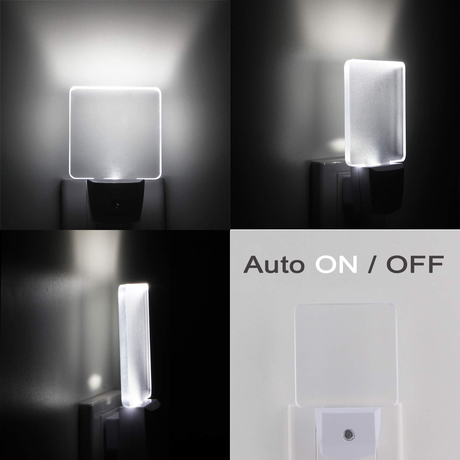 2 Pack 0.5W Plug in LED Night Light with Dusk to Dawn Sensor Daylight Cool White