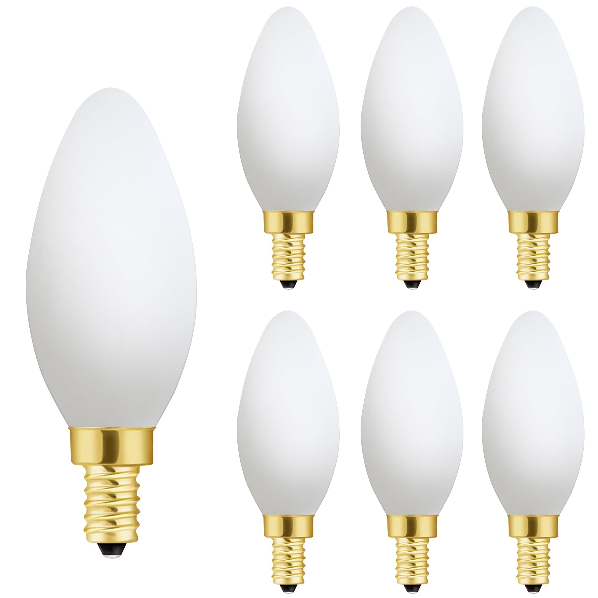Xininsun E12 Frosted Candelabra Bulb 40W Equivalent, E12 Led Matt White Porcelain Dim-To-Warm 2000-2800K Cri 92 Excellent Color