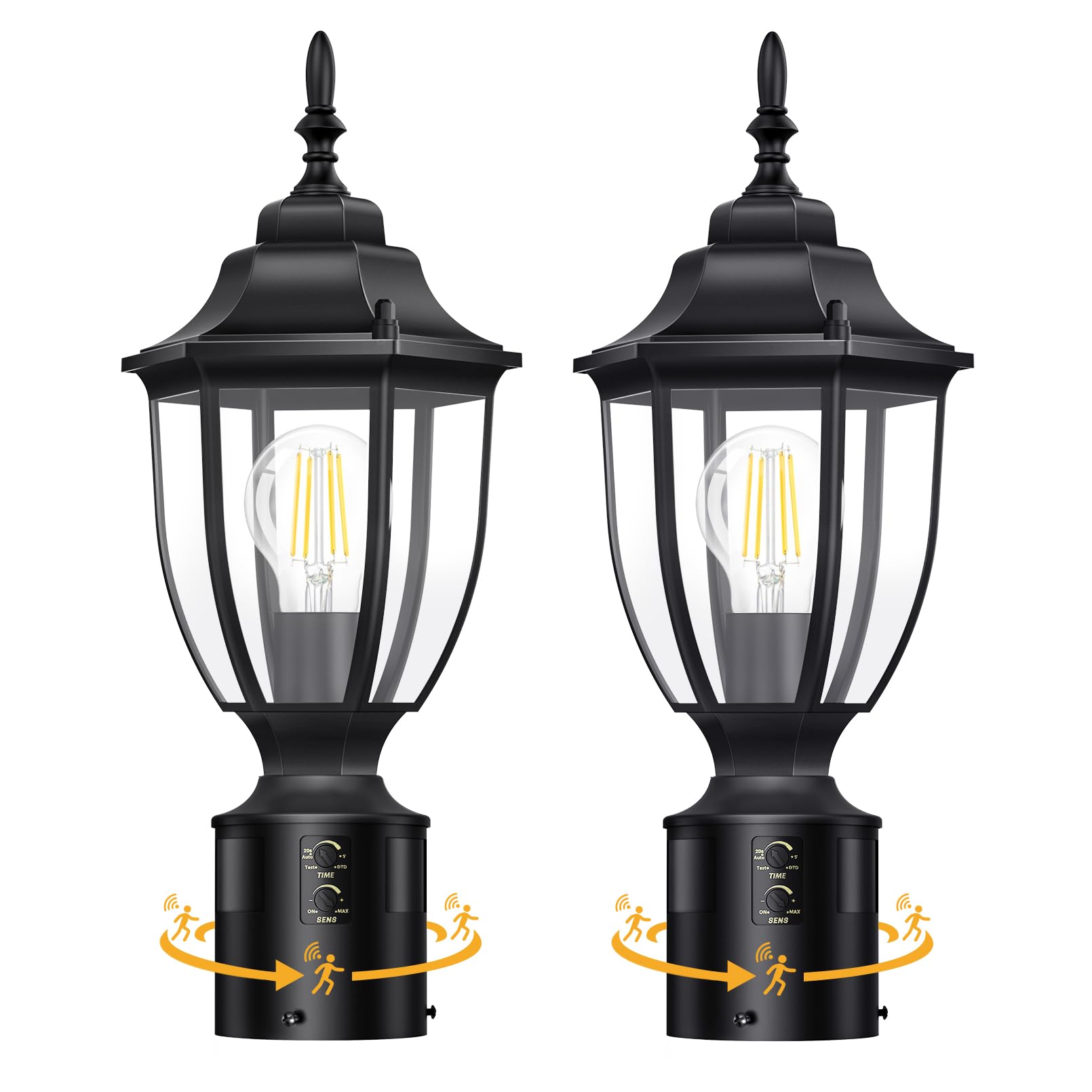 Lamomo 2 Pack Motion Sensor Outdoor Post Lights  Dusk To Dawn Lamp Post Light Fixture  Waterproof Aluminum Lamp Posts Outdoor Lighting Pole Lantern For Yard Patio Pathway Garden