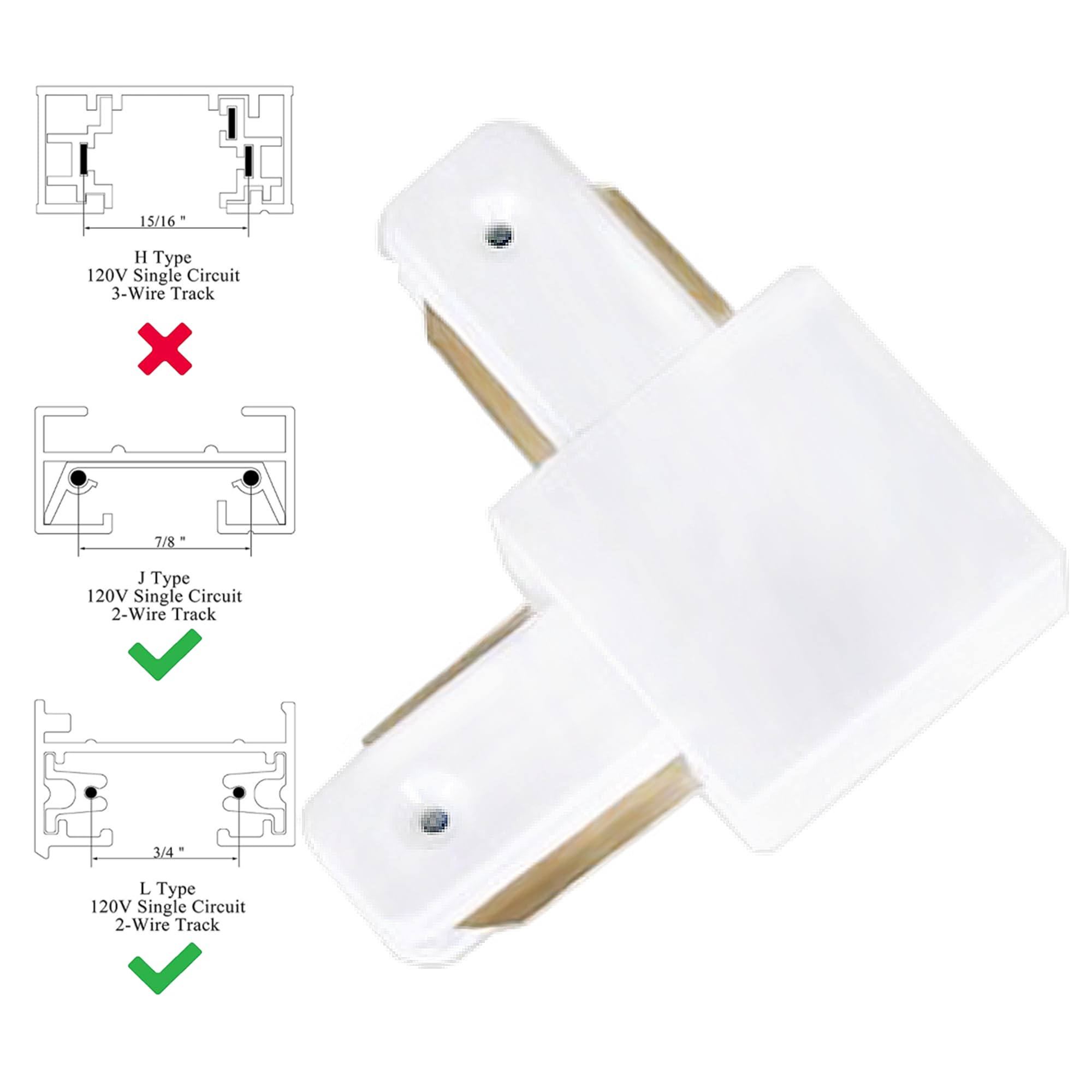 Yuemegou 1 Track Lighting Connectors-L-Type Single Circuit 2-Wire, Track L Connector,For Track Lighting Accessories J&L Type Tra