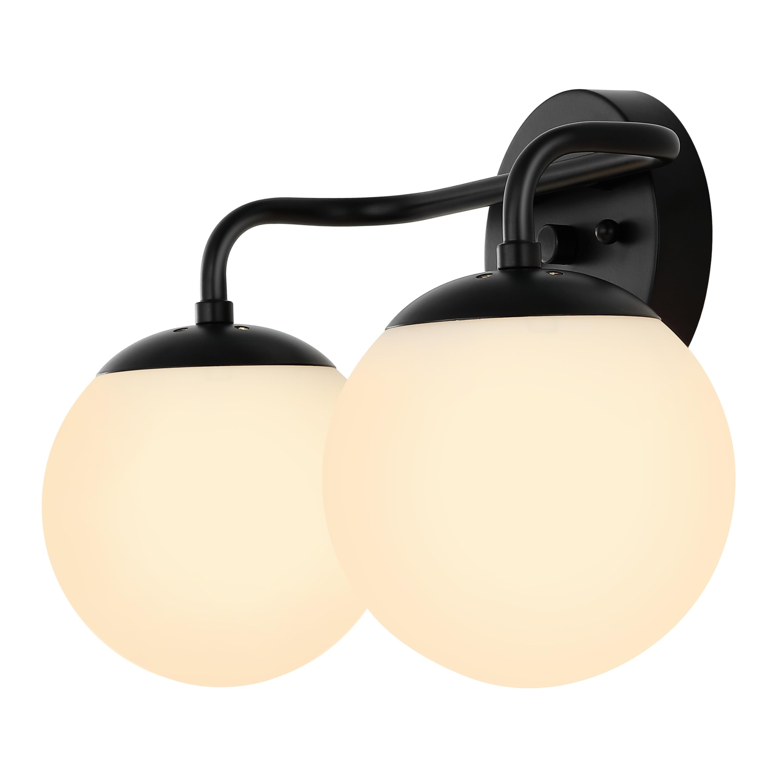 JONATHAN Y 2-Light Metal/Frosted Glass Vanity Light, Model JYL3535B, Black/White, Modern Contemporary Design for Office, Living Room, Bedroom