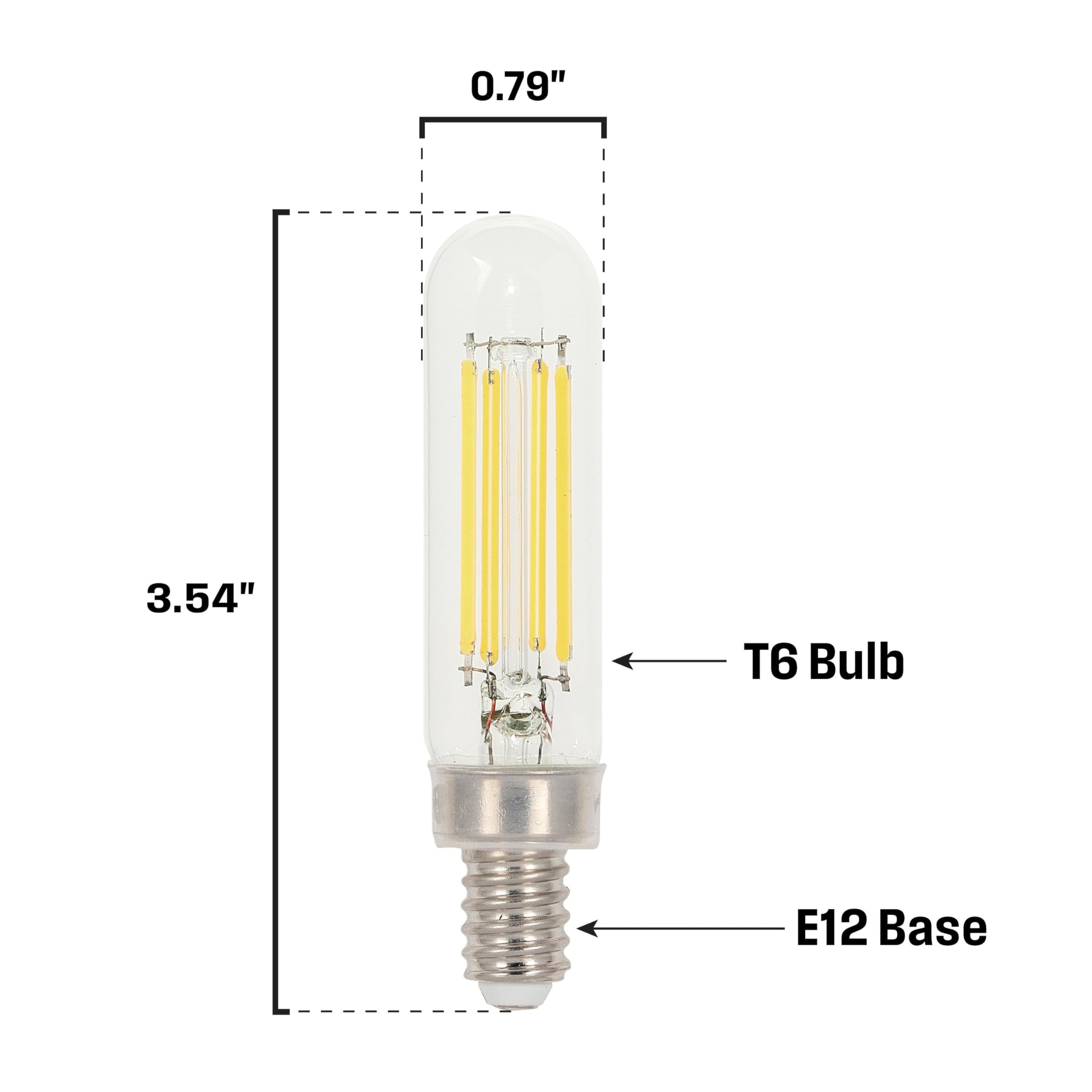Westinghouse Lighting 5334020 5 Watt (60 Watt Equivalent) T6 Dimmable Clear Filament Led Light Bulb, Candelabra Base, 6 Pack
