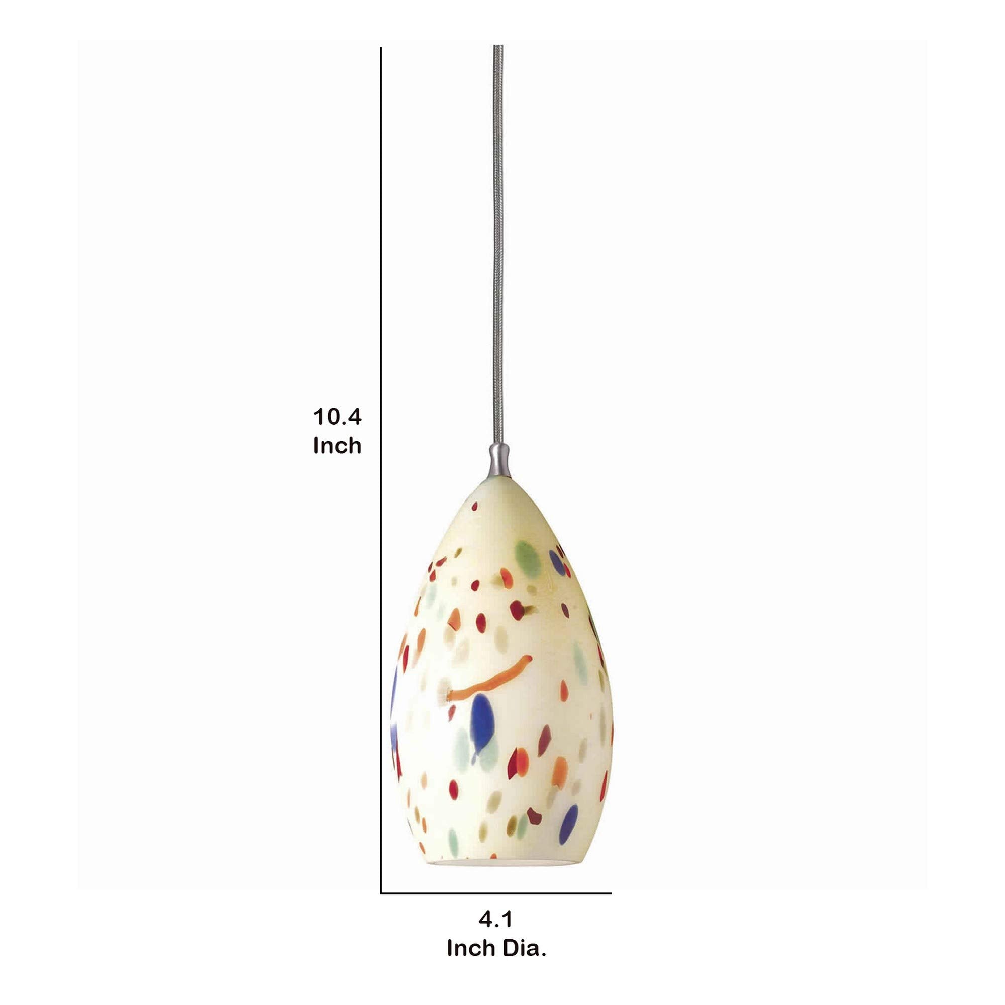 Benjara 1 Light Glass Shade Pendant Lighting With Canopy, Set Of 4,Cream And Chrome