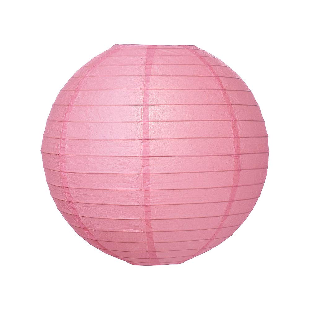 Luna Bazaar Paper Lantern - 14-Inch, Fuchsia Pink, Round, Parallel Ribbing, Model L14FU-PL - Ideal for Weddings and Parties