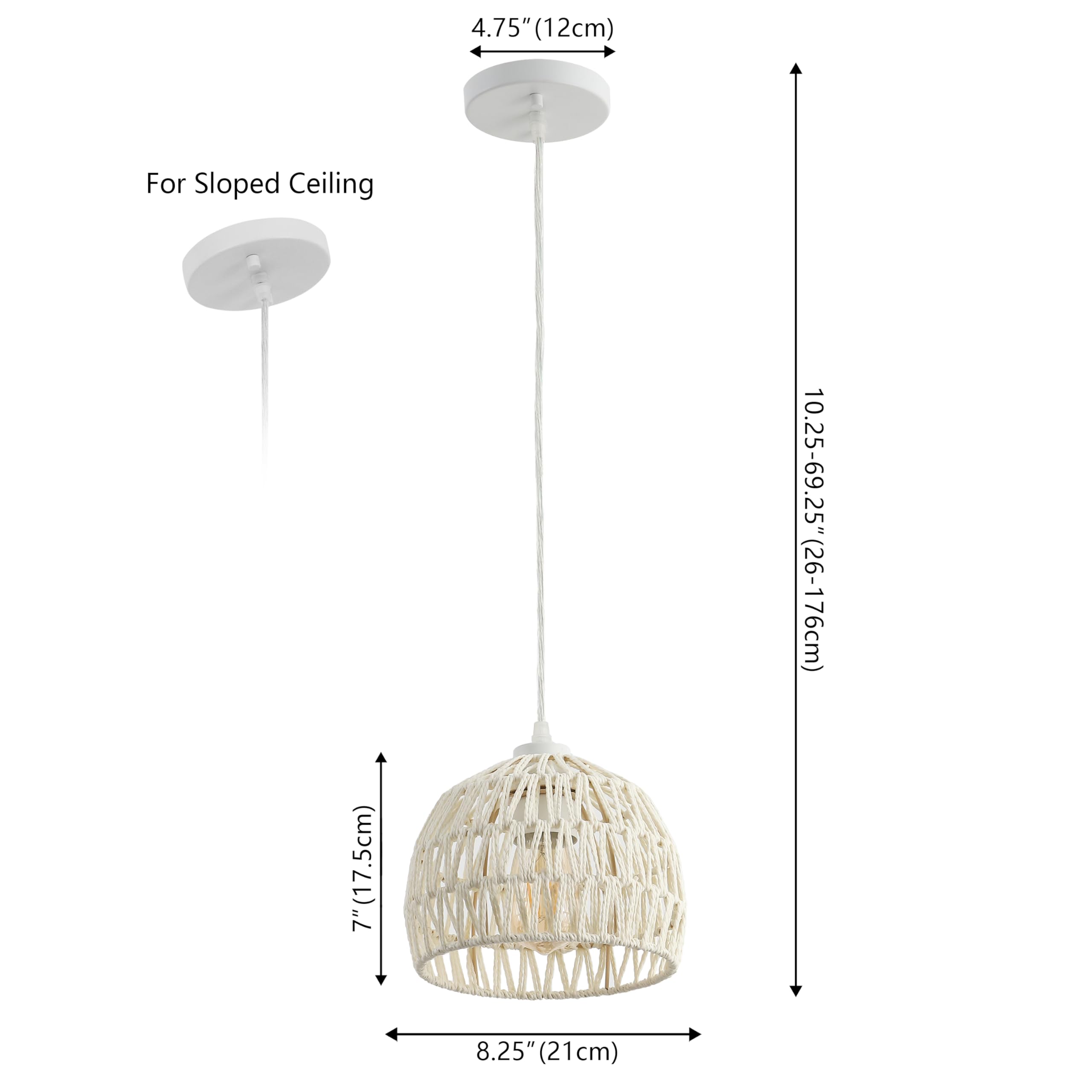 Jonathan Y Jyl6512C Campana 8.25 1-Light Bohemian Modern Woven Rope/Iron Led Pendant Farmhouse, Coastal, Transitional, Kitchen,