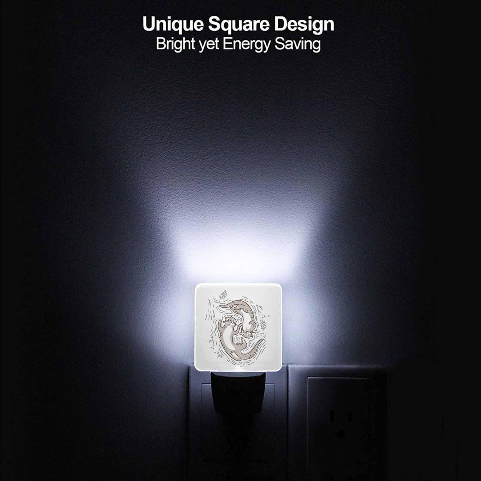 Chrobak Led Night Light,Funny Couple Otter Led Night Light Plug Into Wall With Dusk To Dawn Light Sensor White Energy Efficient