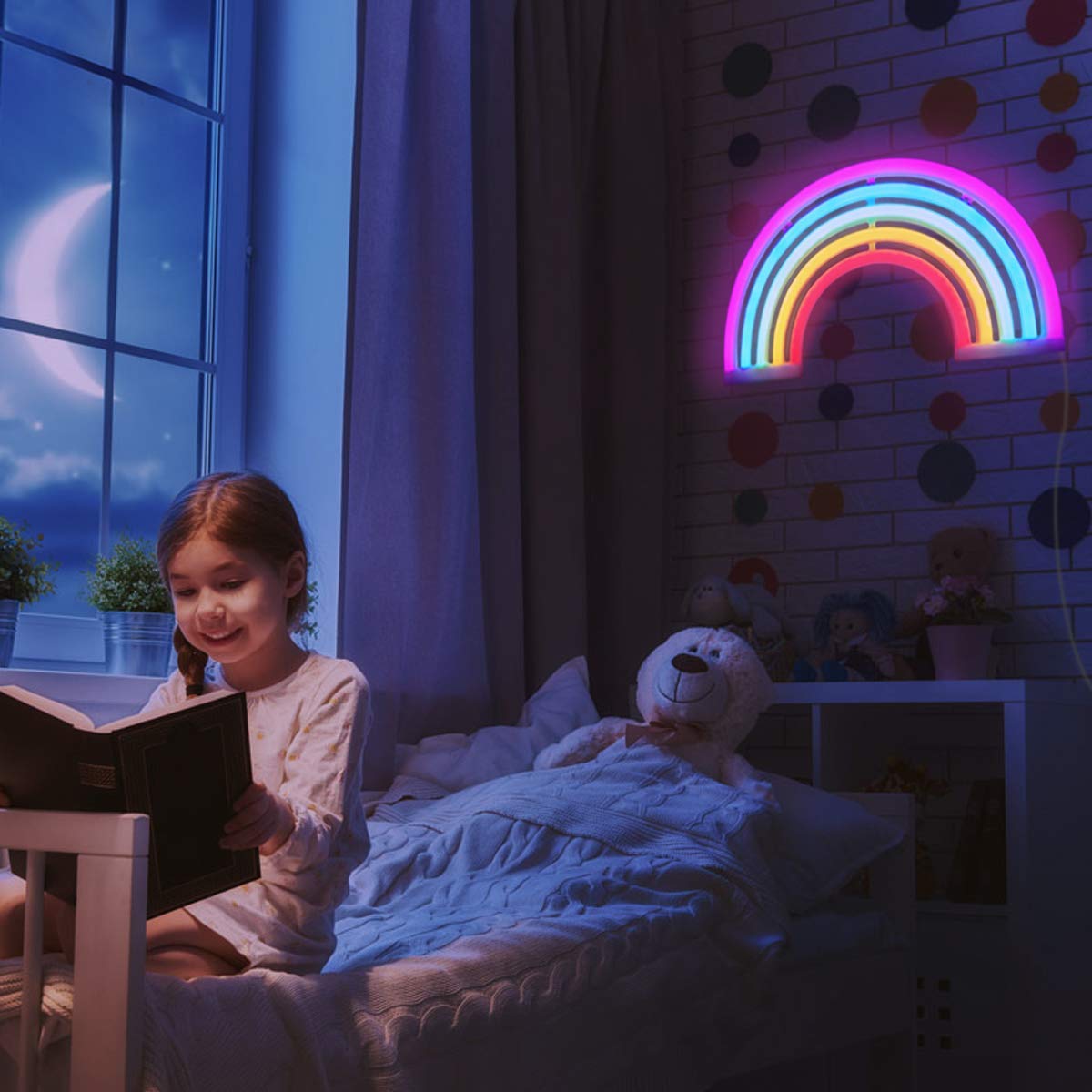XIYUNTE Rainbow Neon Light - USB LED Wall Decor, 11.8x6.49x1 inches, Plastic, Model VC121-Rainbow-GM