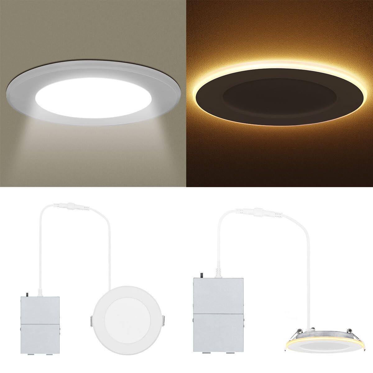 LEDVANCE 4 Night Ring Recessed Ceiling Downlight with Night Light, 10W, Recessed Lighting with 5 CCT (2700K/3000K/3500K/4000K/50