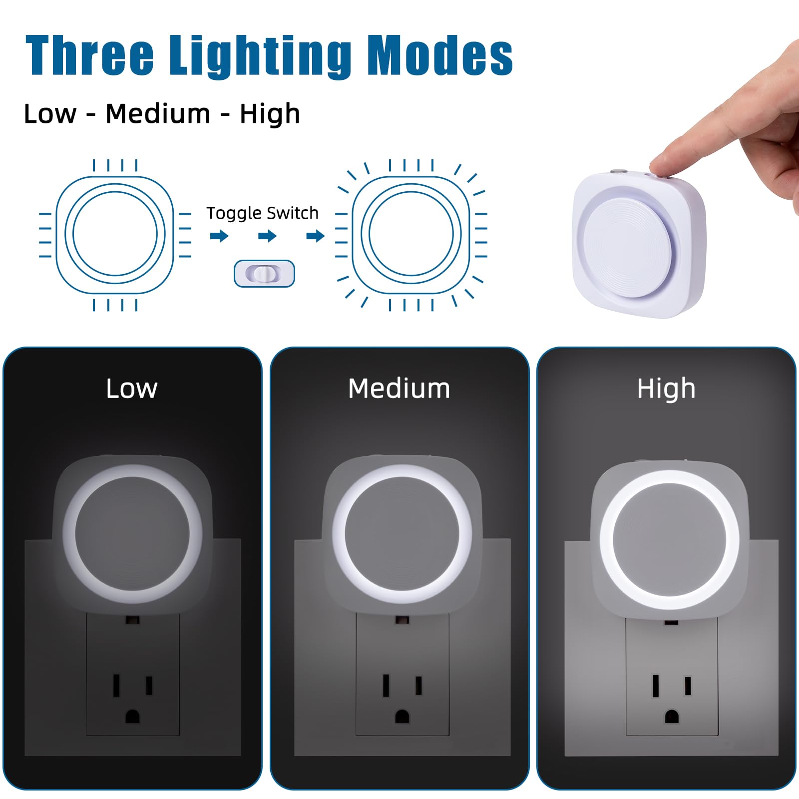 White Night Lights Plug Into Wall, 4 Packs Dimmable Night Light With Dust To Dawn Sensor, Automatically Turn On And Off, Gentle