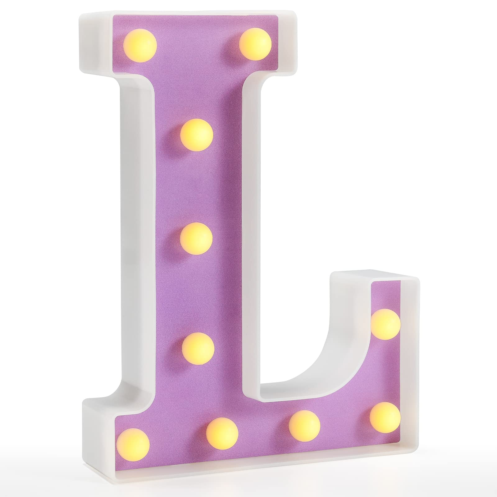 Pooqla LED Letter Lights - Purple Alphabet Sign, Colorful DIY Marquee Night Light for Home Party and Decoration