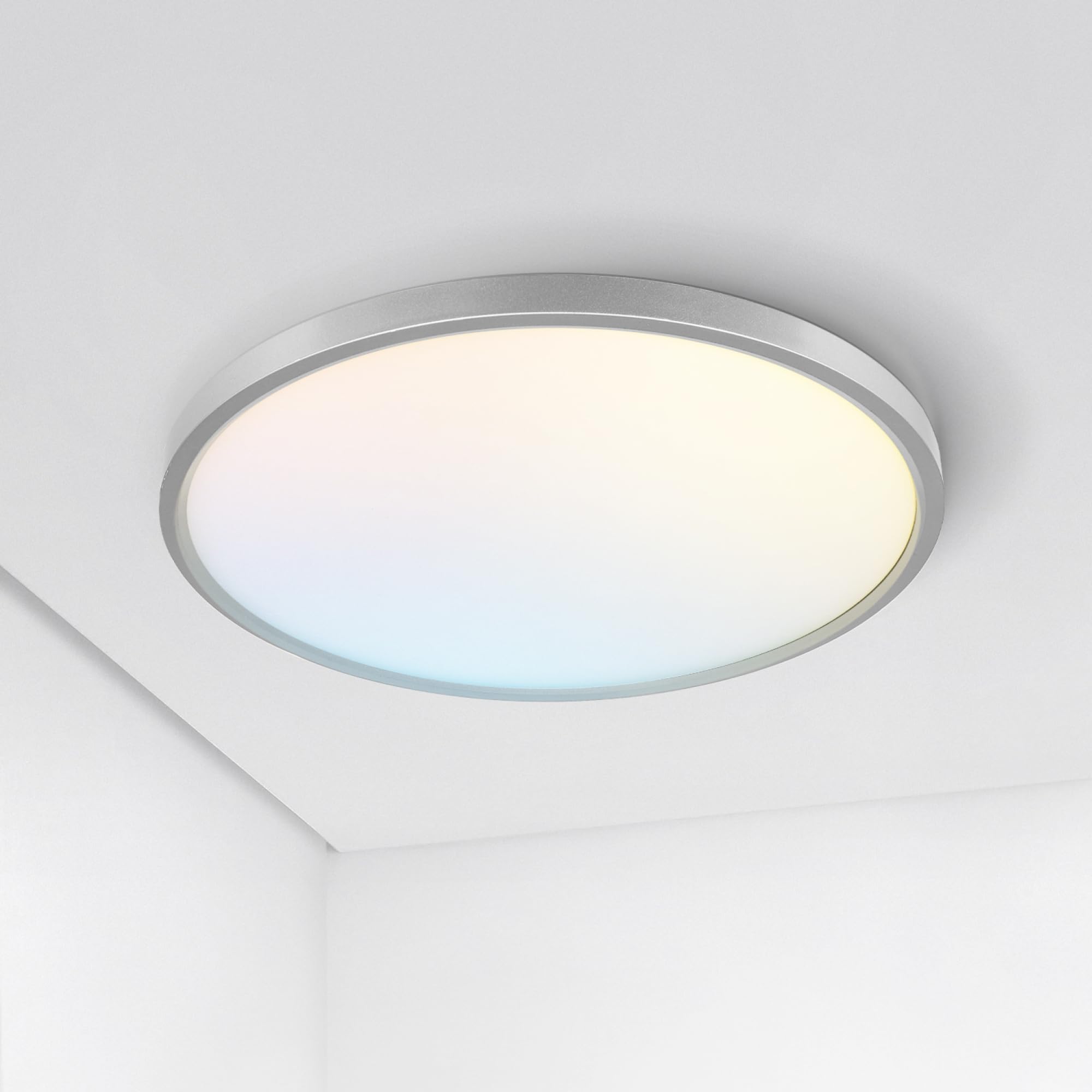 ASD LED Ceiling Light Fixture 12in Round 24W 1900LM Dimmable Nickel A-MPR-12D24NK