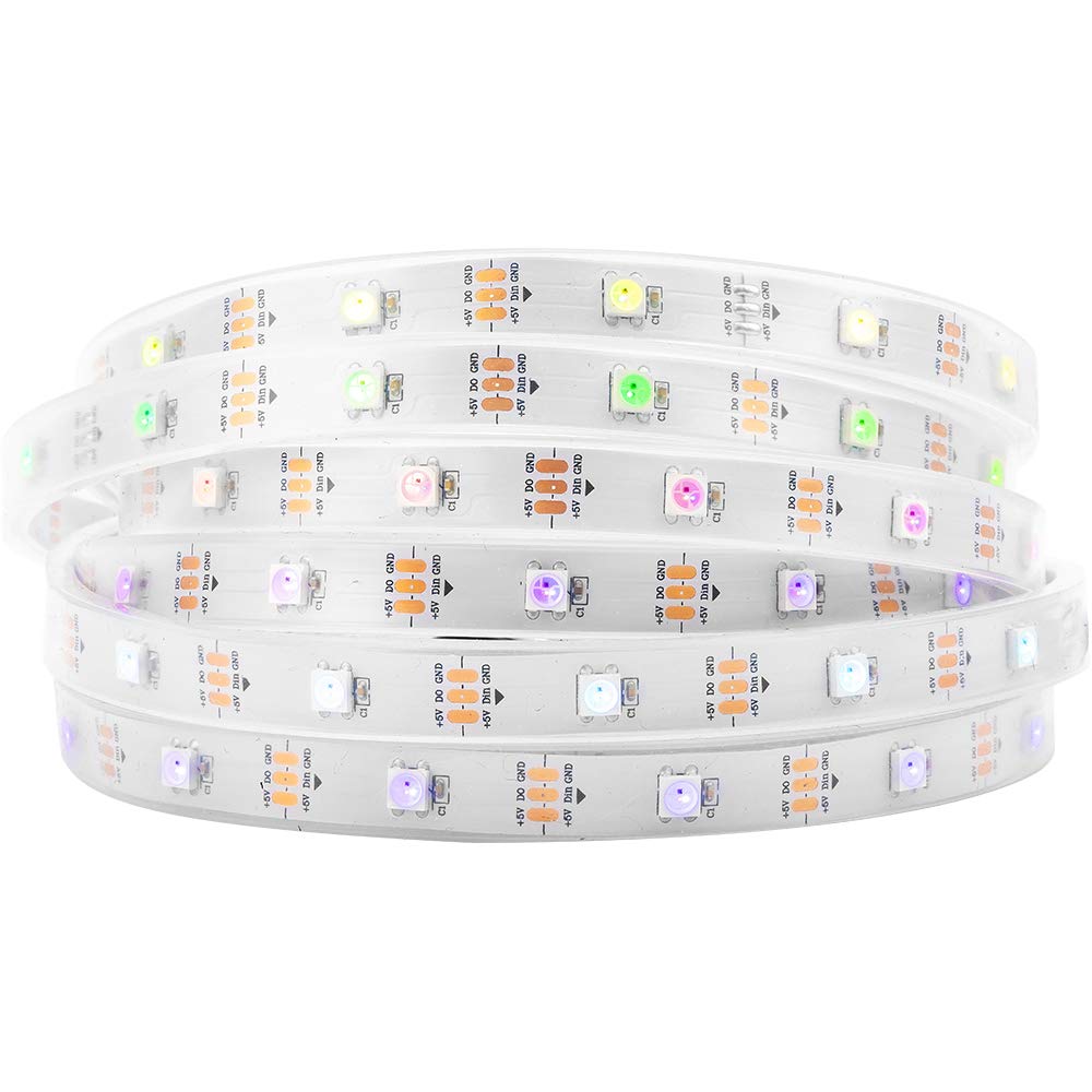 BTF-LIGHTING WS2812B IC RGB 5050SMD Pure Gold Individual Addressable LED Strip 16.4FT 150LED 30Pixel/m Flexible Full Color IP67 