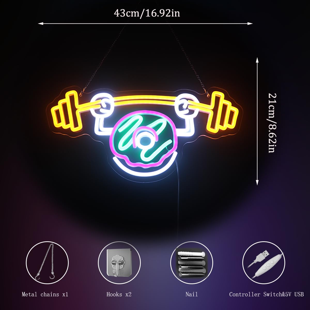 Donut Weightlifting Neon Sign Donut Does Gym Decor Neon Light Custom Neon Sign  Gym Donut Funny Neon Sign For Bedroom Game Room Nursery Room Decor  Donut Art Led Light Christmas Birthday Gift