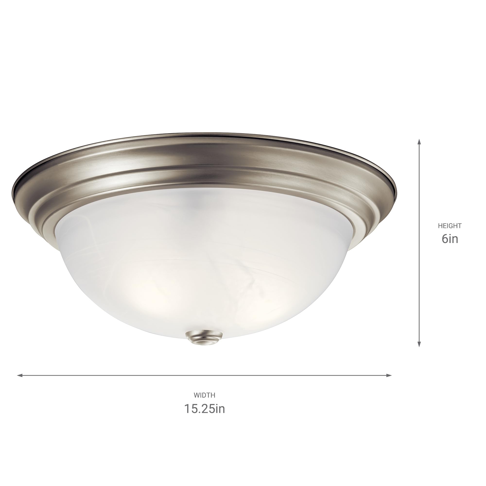 Kichler Flush Mount Ceiling Light 15.25in 3-Light Brushed Nickel Clear Satin Etched Glass Model 8110NI