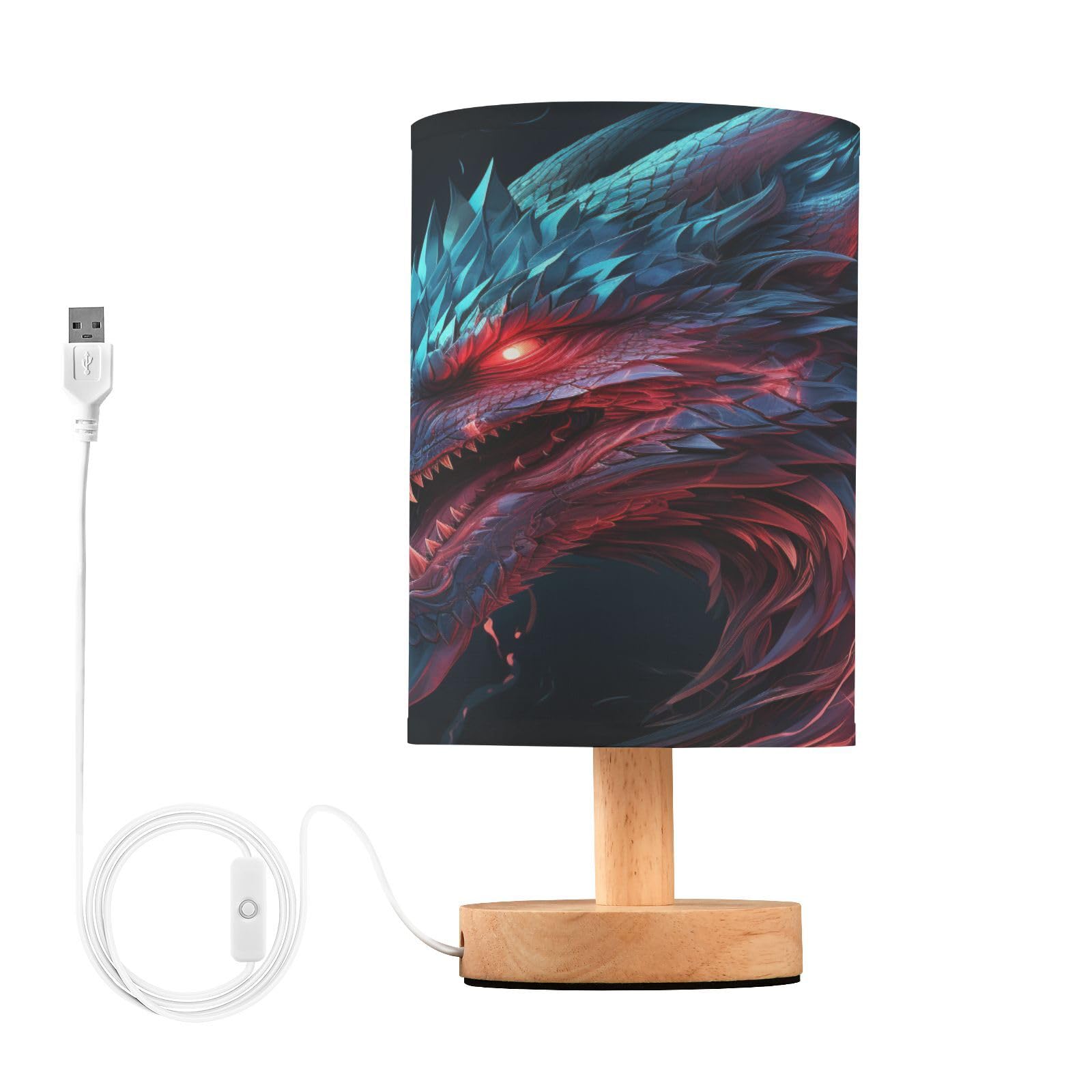 ARGTILDN Dragon Animal Funny LED Table Lamp for Bedroom Bedside Lamp with USB Charging Ports Decor Nightstand for Living Room Re