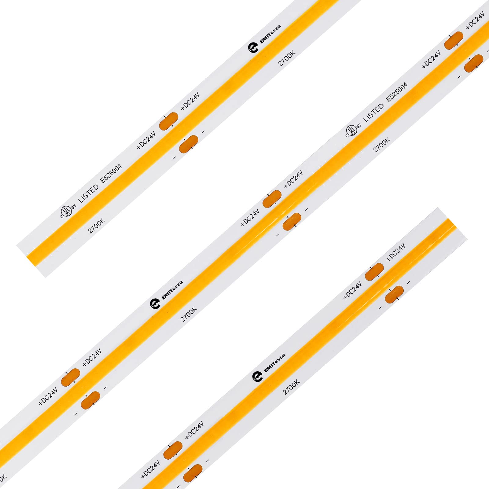 EMITEVER COB LED Strip Lights, 32.8ft, Warm White 2700K, 5120 LEDs, Vinyl, UL Listed, DC 24V, 400+ Lumens