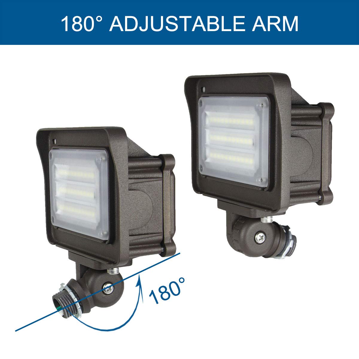 DAKASON 30W LED Flood Light, Dusk-to-Dawn, 3600LM, IP65 Waterproof, 4 Pack, Bronze-grey, Model FL-30C2-50-D