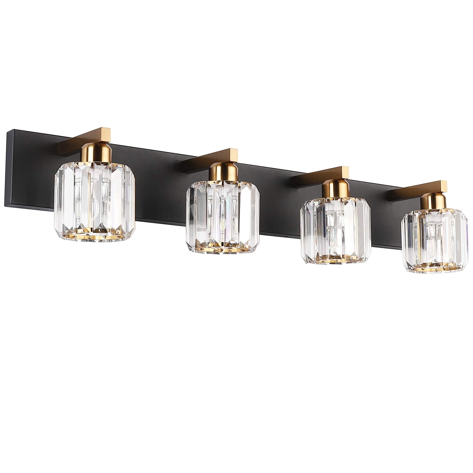 Aipsun Modern Bathroom Vanity Light Fixtures, 4 Lights, 32 inch, Black Gold, Aluminum, Model 8460