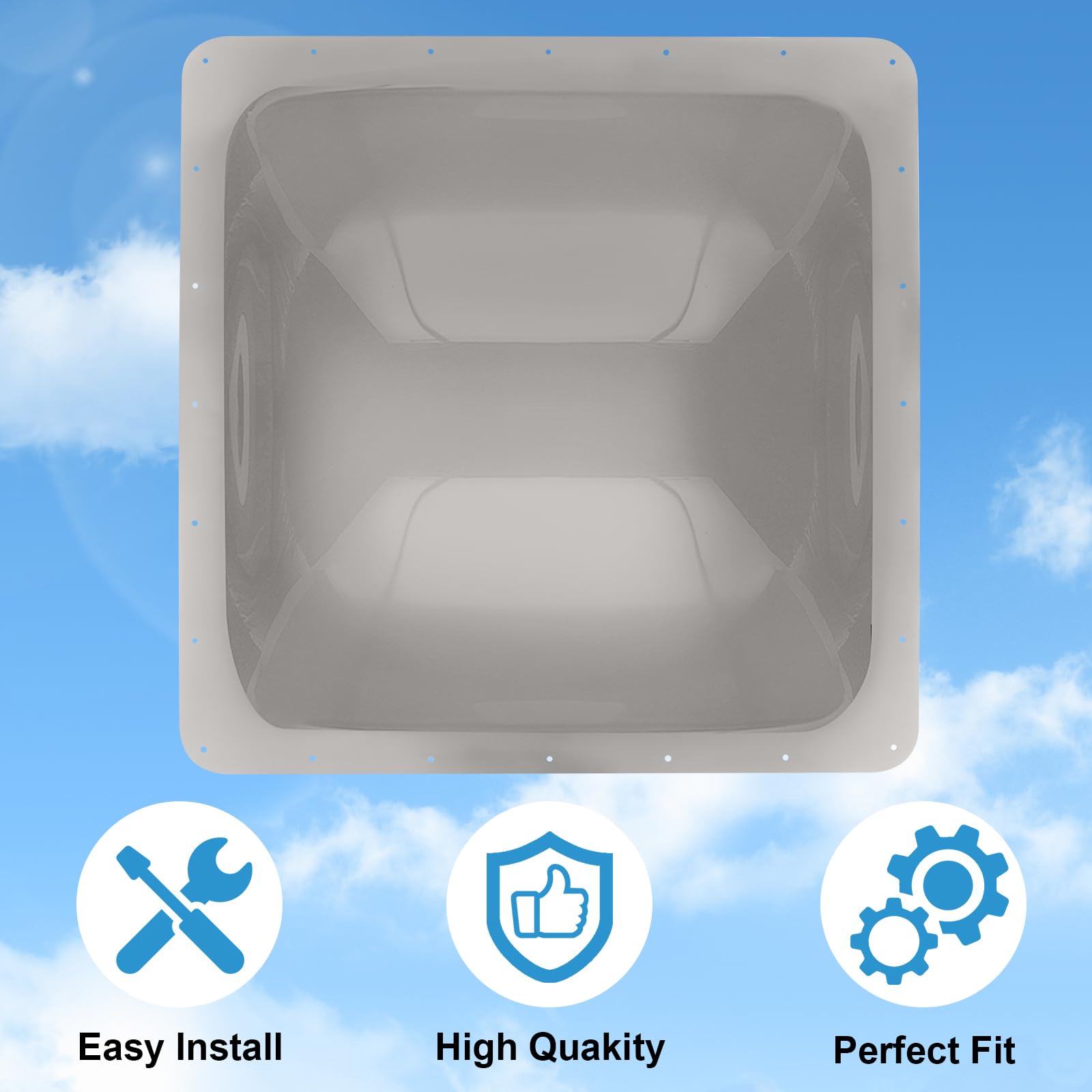 XMK RV Skylight Replacement Cover, 22" x 22", Smoke Gray, Polycarbonate, Model RV Skylight-017