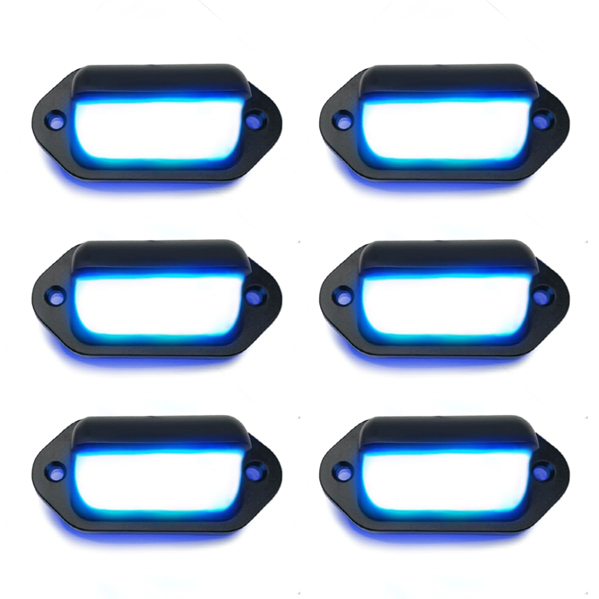 Dream lighting 12V LED Courtey Lights for RV Trailer Boat LED License Plate Lights Stair Deck Light 2.6inch Black Shell Blue Lig