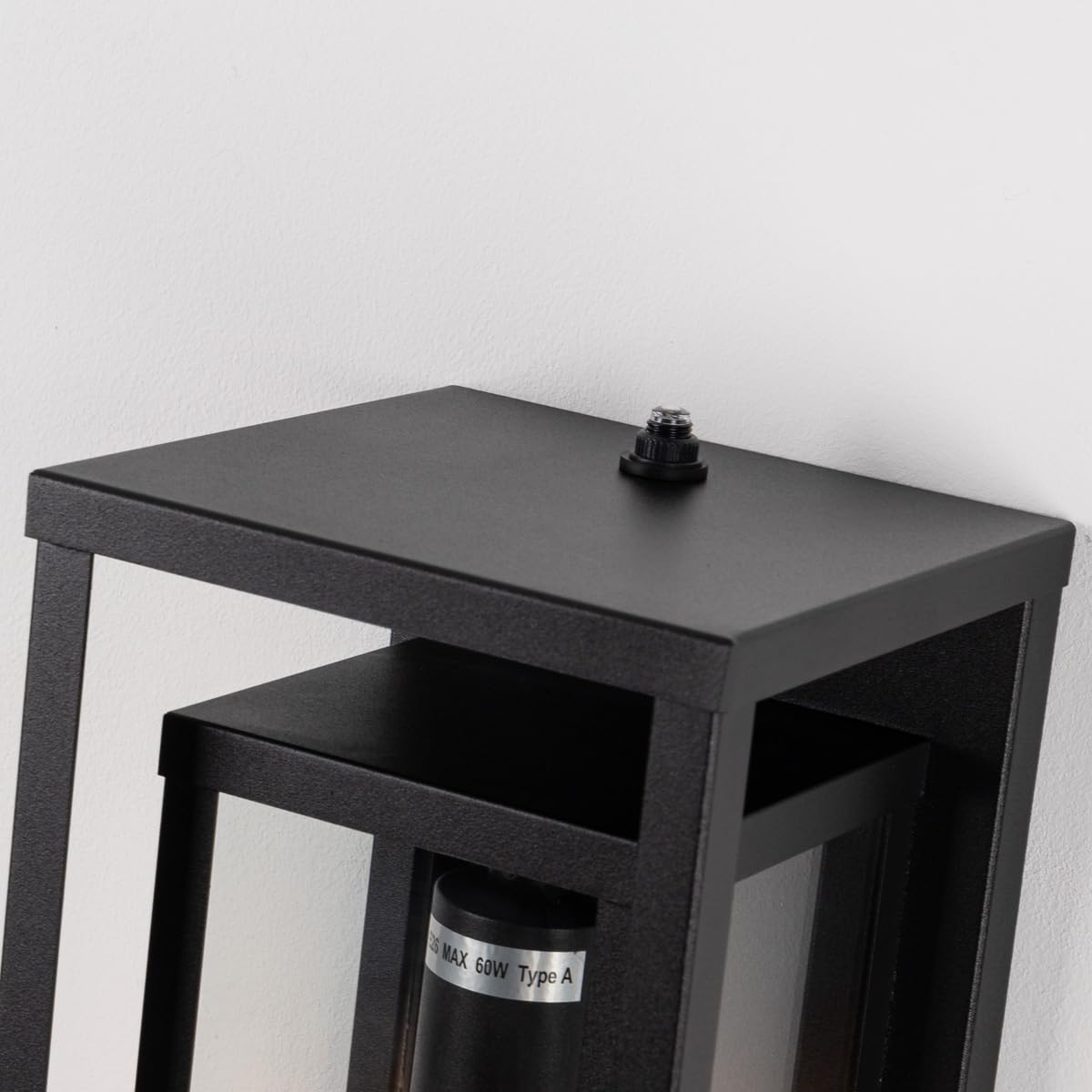 Mirrea 14&quot; Waterproof Outdoor Wall Sconce - Matte Black Metal Frame & Clear Glass Shade, Pack Of 2