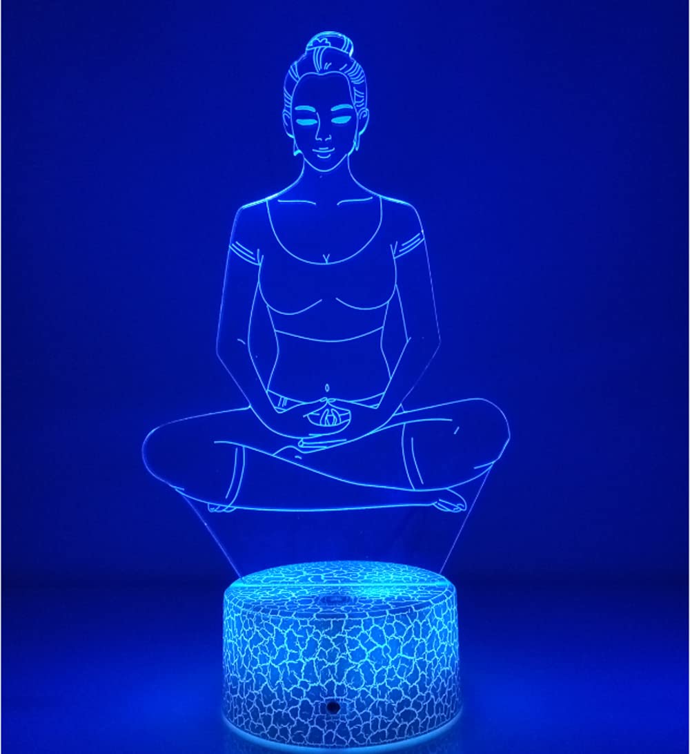 YTDZLTD 3D Yoga Meditation Night Light - 16 Color USB Lamp with Remote Control, Touch Switch, Purple Optical Illusion LED Desk Lamp