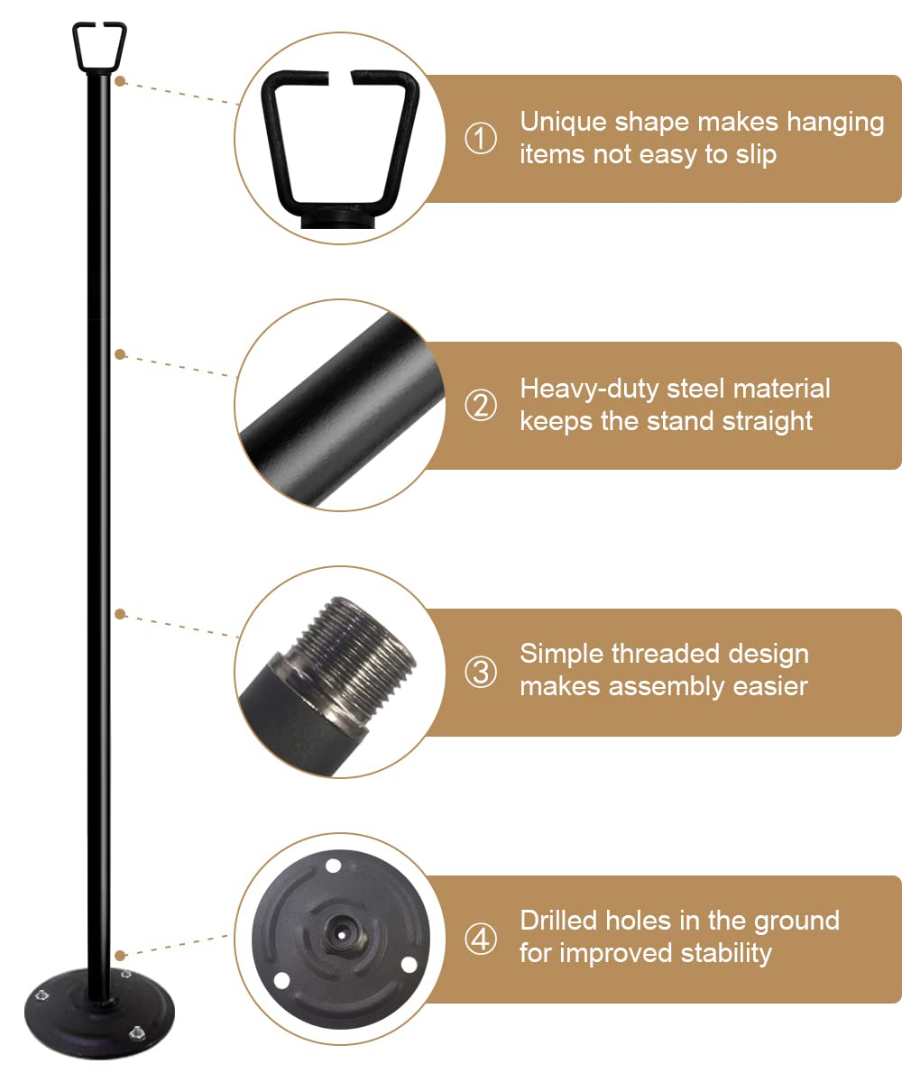Queension 10Ft Ground Base String Light Poles For Outdoor String Lights For Garden  Backyard  Patio Lighting Stand For Parties  Bistro & Weddings  1 Pack