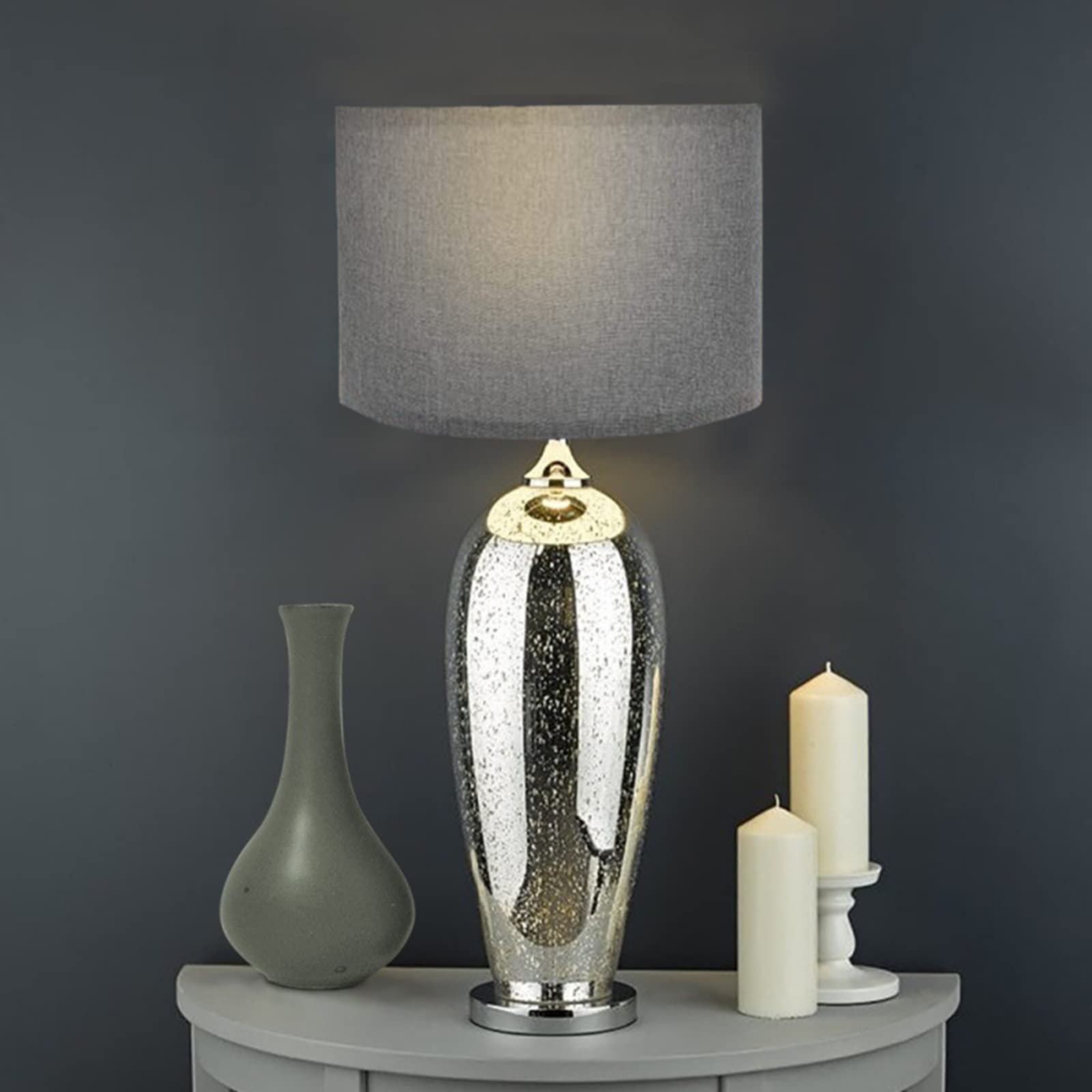 Cloth Lamp Shade Round Lamp Small Drum Lamp Shades Fabric Lampshades Barrel Lamp Shades For Table Lamps Floor Lamps (Light Grey)