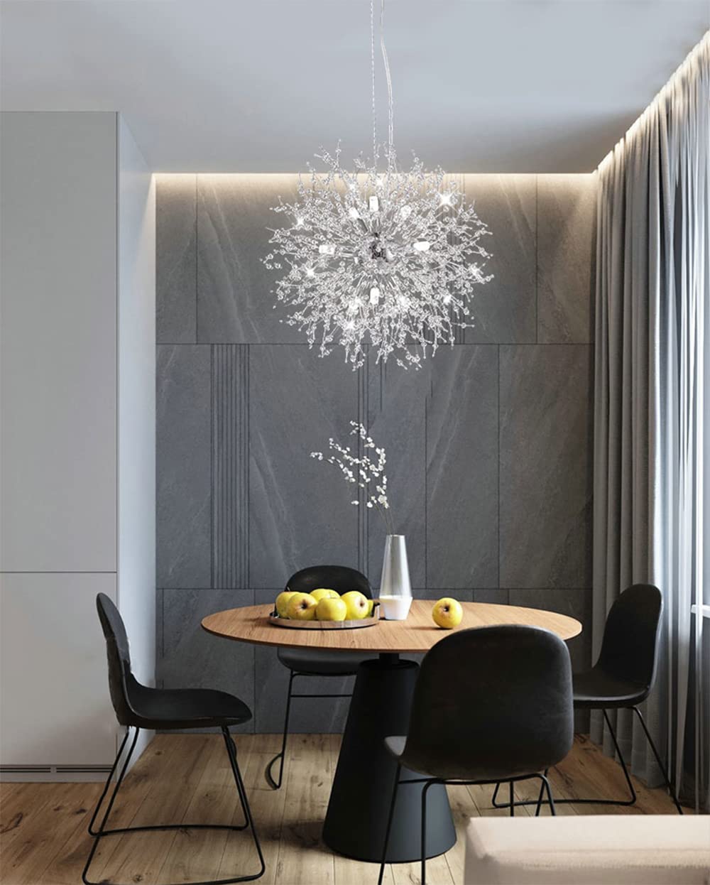 Mivenda Modern Crystal Chandeliers 12-Light Chrome Dandelion Light Fixture,Firework Chandelier,Personalized Ceiling Hanging Ligh