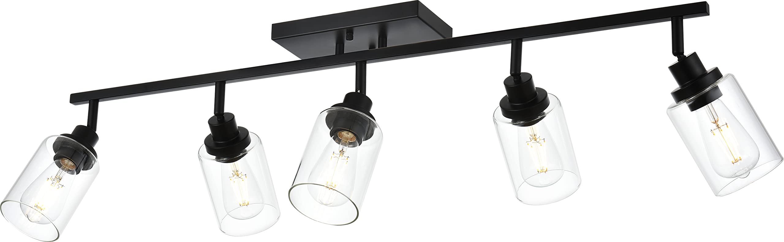 Melucee 5 Light Vanity Lights For Bathroom With Rotatable Light Head, Black Ceiling Light Fixture With Clear Glass Shade, Modern