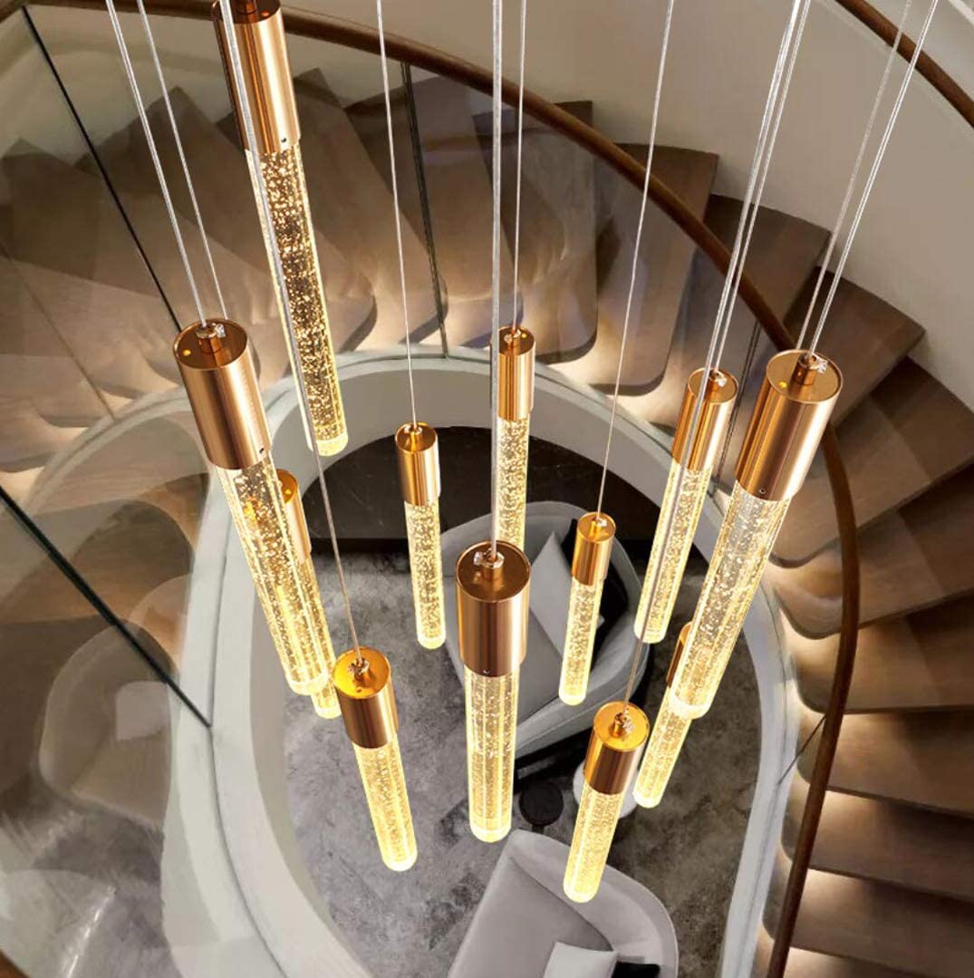 HAIXIANG Chandelier for Living Room Entryway, Dimmable Pendant Lighting, 36 Lights, Gold, Model MMQ3810-36tou-Gold