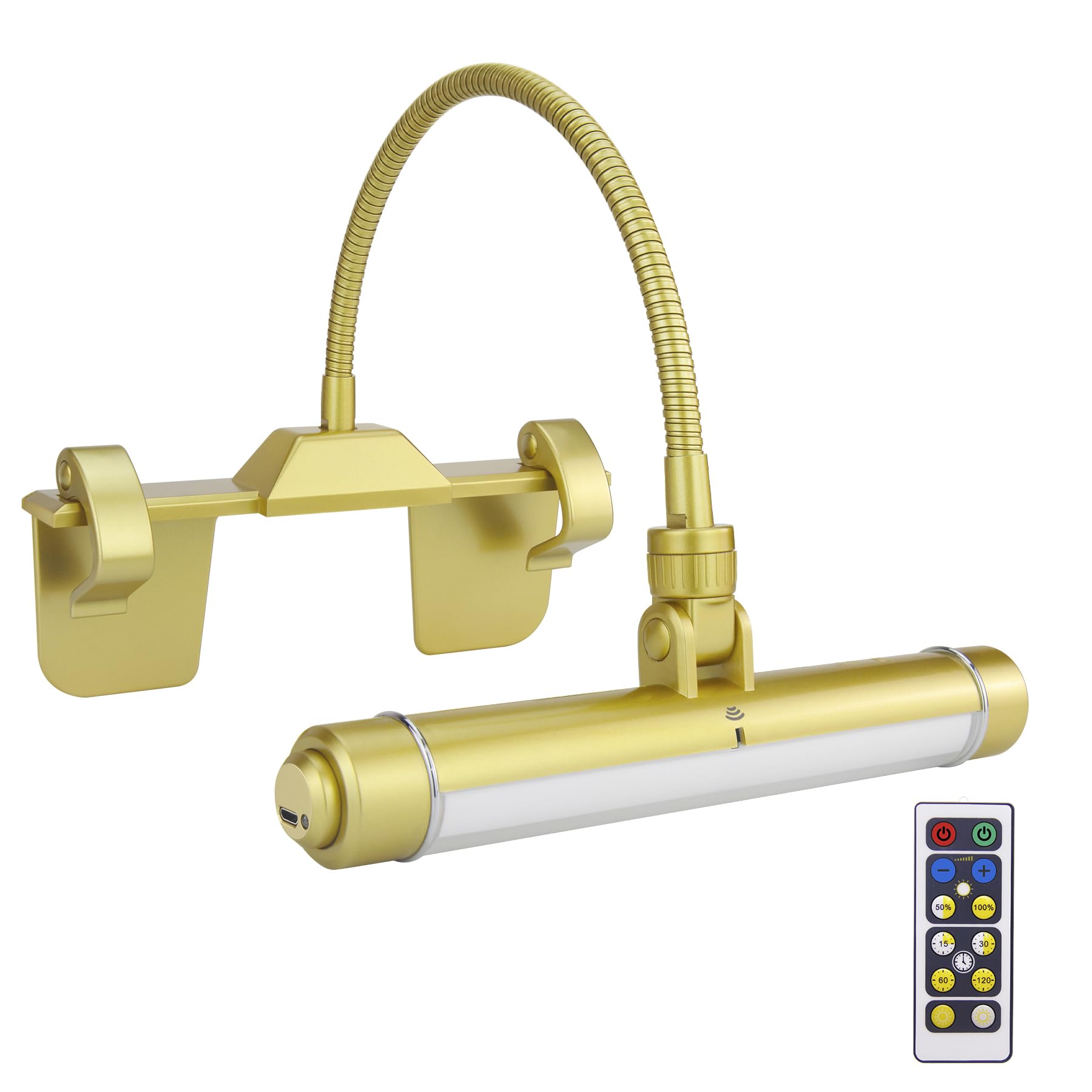 HONWELL Dartboard Light with Remote, 28 LEDs, 360° Flexible Neck, Rechargeable, Gold, Model H600-1G