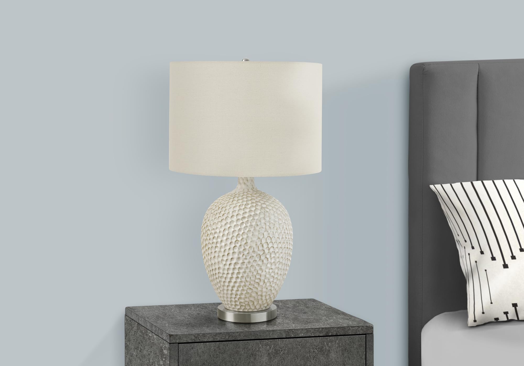 Monarch Specialties I 9607 Table Lamp, Cream Ceramic, Ivory/Cream Shade, 16inL x 16inW x 27.5inH