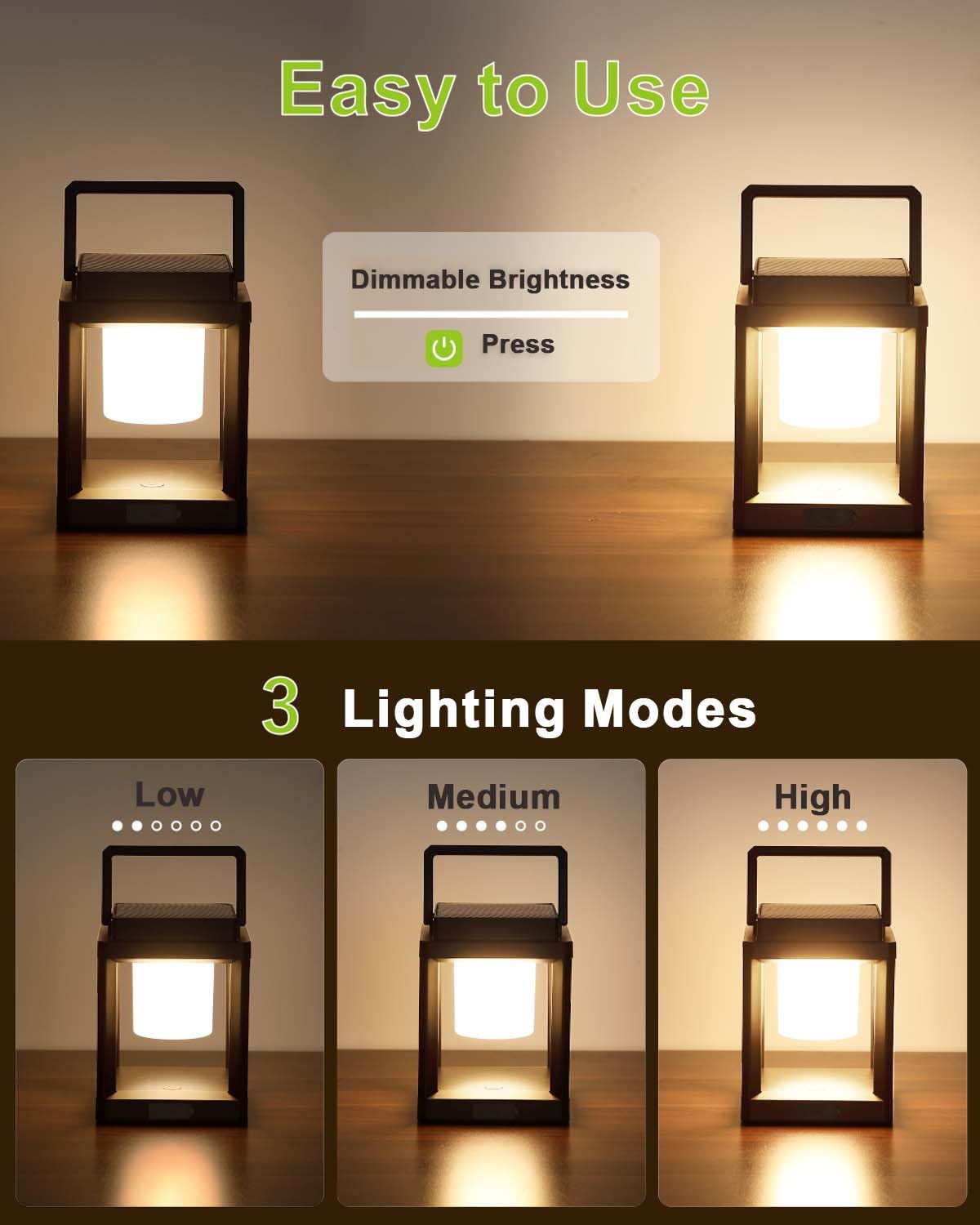 Solar Lanterns Outdoor Table Lamp, Led Lamps For Nightstand, Outdoor Table Lamp For Patio Waterproof, Cordless Battery Operated