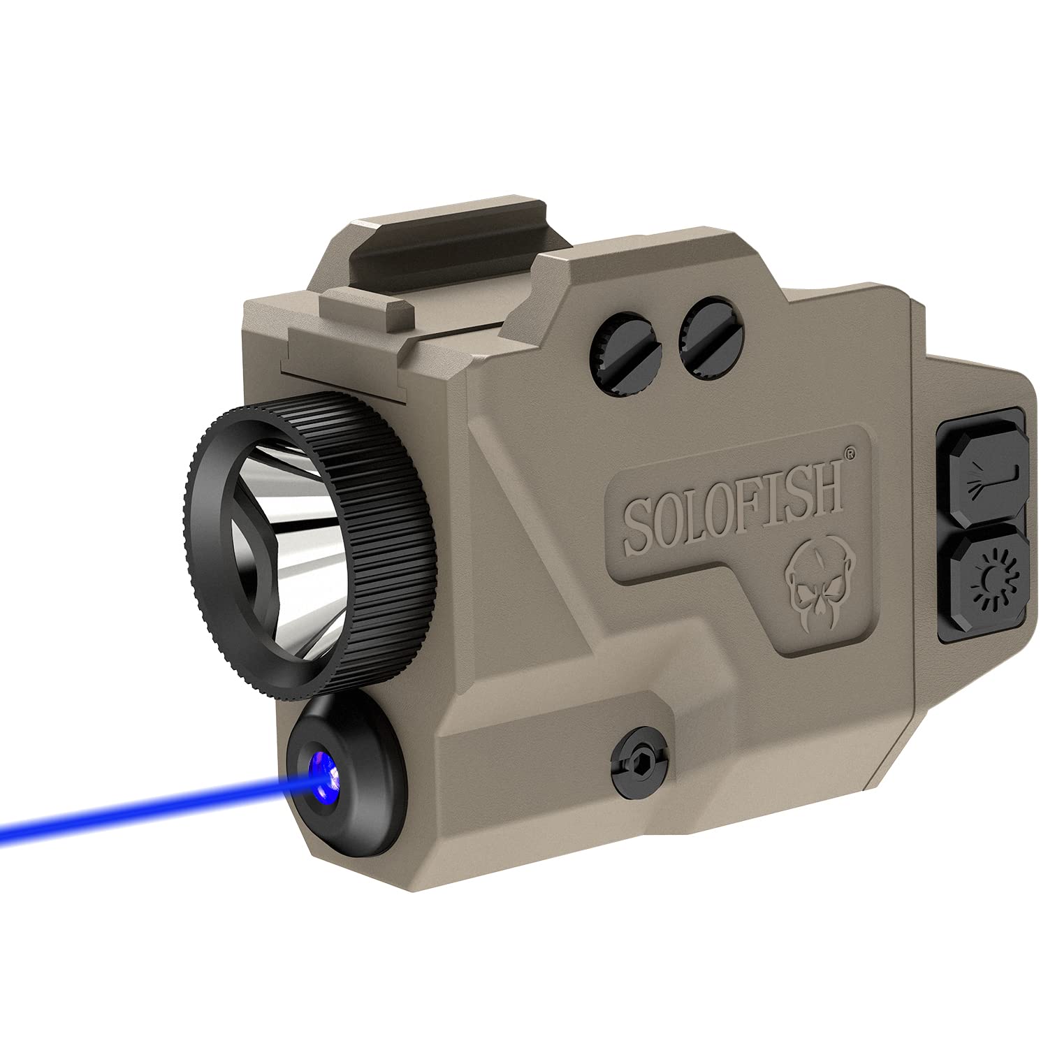 SOLOFISH 800 Lumens Handheld Toy Light and Blue Laser Combo  Slidable Tactical Flashlight with Strobe Function Fits Full Size & Compact Launchers w/Rail  Magnetic Charging