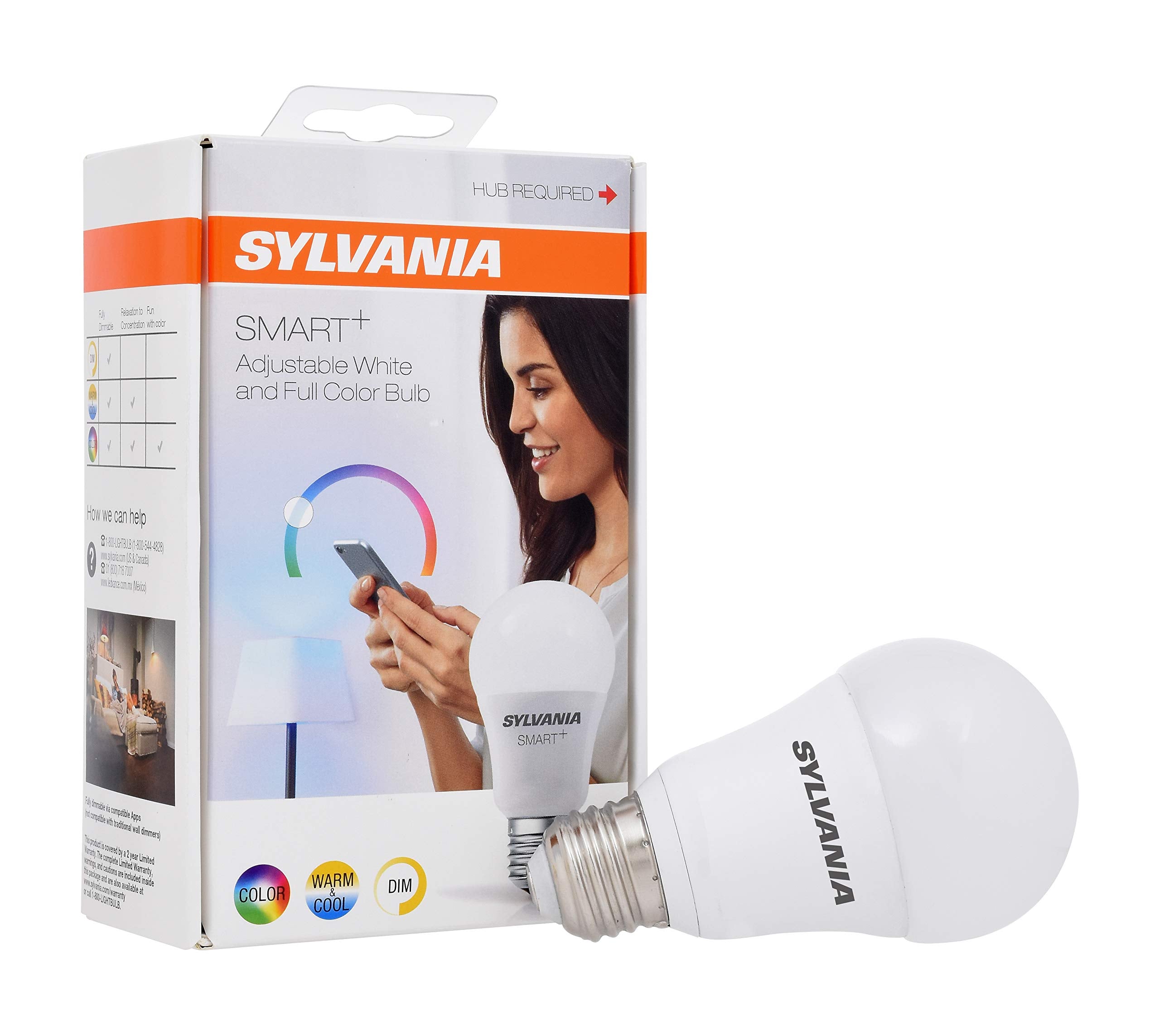 SYLVANIA SMART+ ZigBee A19 LED Bulb, Full Color, Tunable White, 1 Count, Model 73693