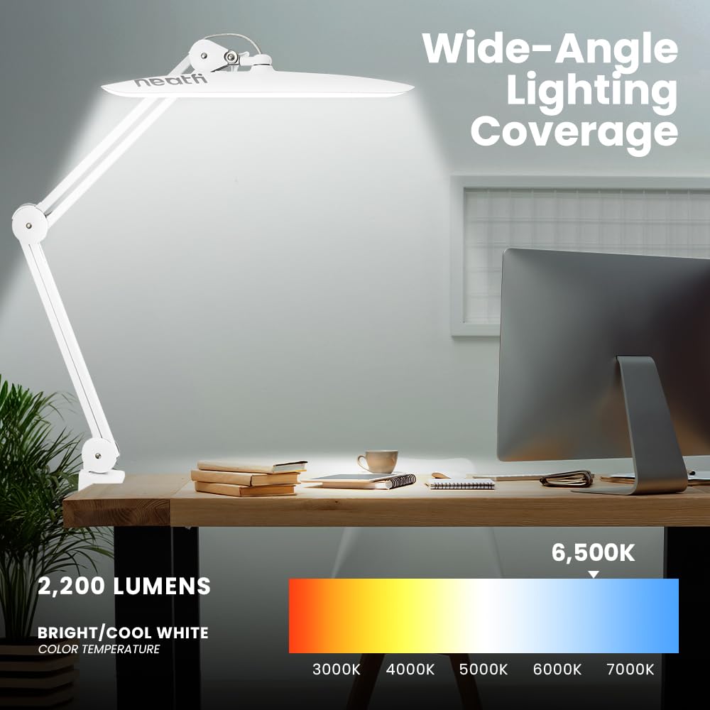 Neatfi Xl 2,200 Lumens Led Desk Lamp With Clamp, 24W Bright Architect Task Lamp, 20 Inches Dimmable Computer Light, Adjustable D
