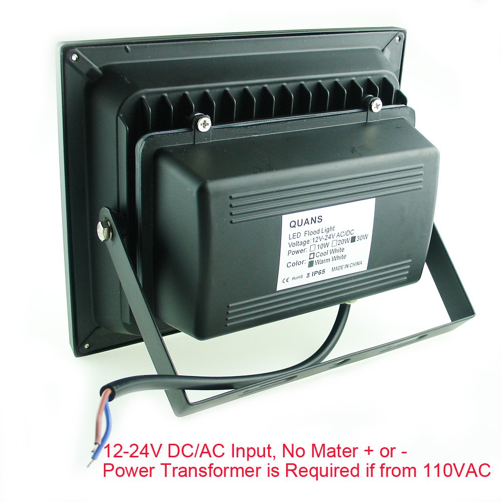 QUANS 30W LED Floodlight - Warm White, Waterproof IP65, 12-24V AC/DC, High Power, Model QSHU30W3-1224B