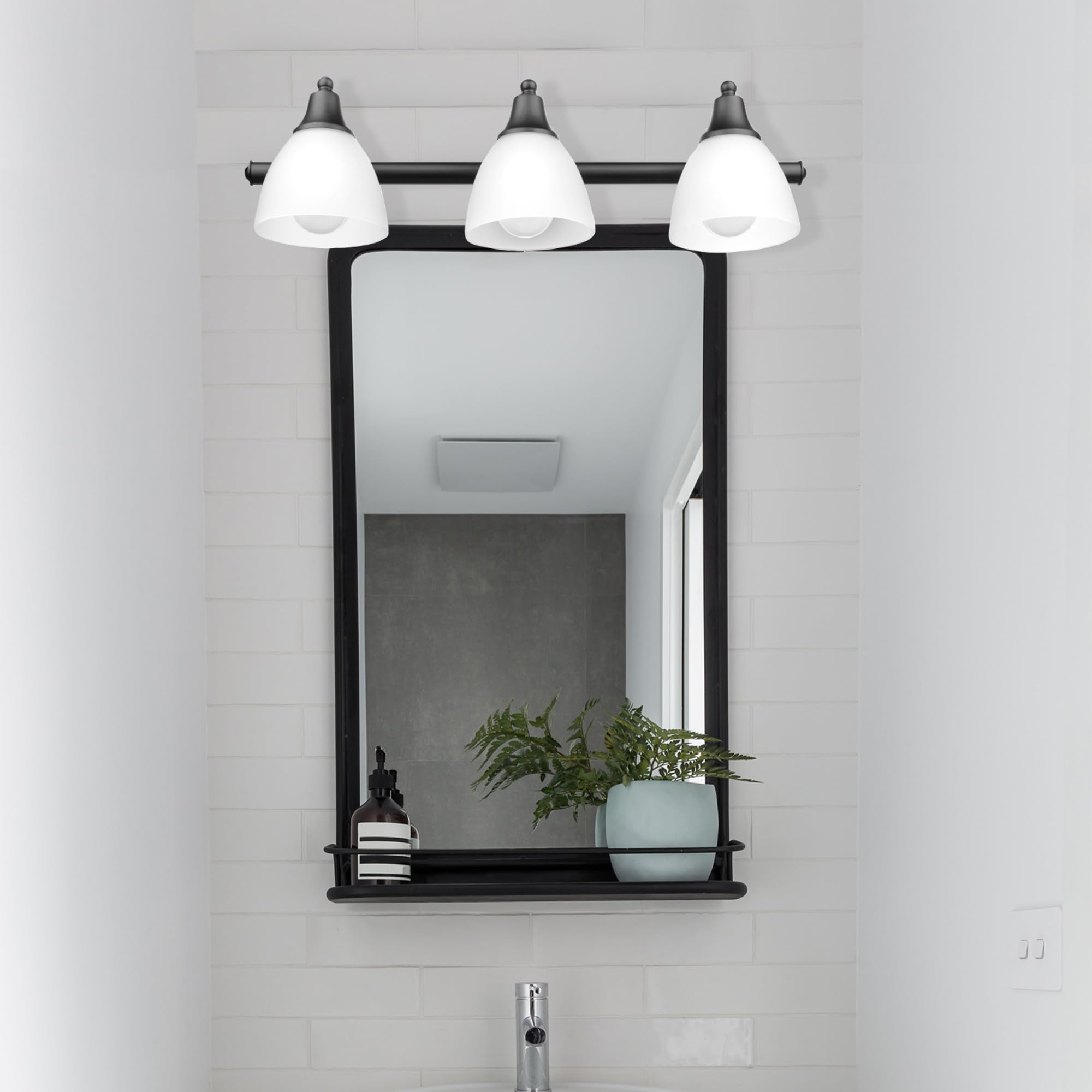 Globe Electric Jayden 5-Piece Bathroom Set, Oil Rubbed Bronze, Frosted Glass, Model 51227, Includes Vanity Light, Towel Bar, and More