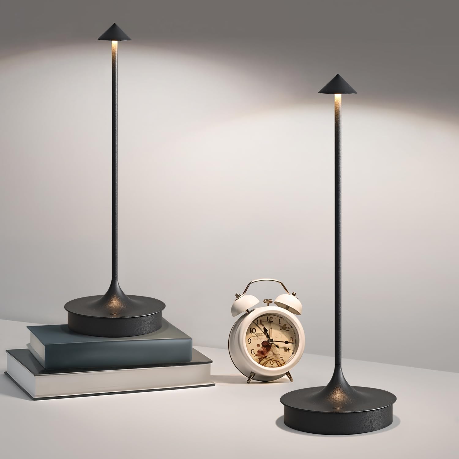 Cordless Table Lamp Rechargeable Led Battery Operated 4000Mah Table Lamp Touch Dimmable Lamp Outdoor Waterproof Portable Wireless Table Light For Dining Restaurant Bar Indoor/Outdoor Use(Black-2Pc)