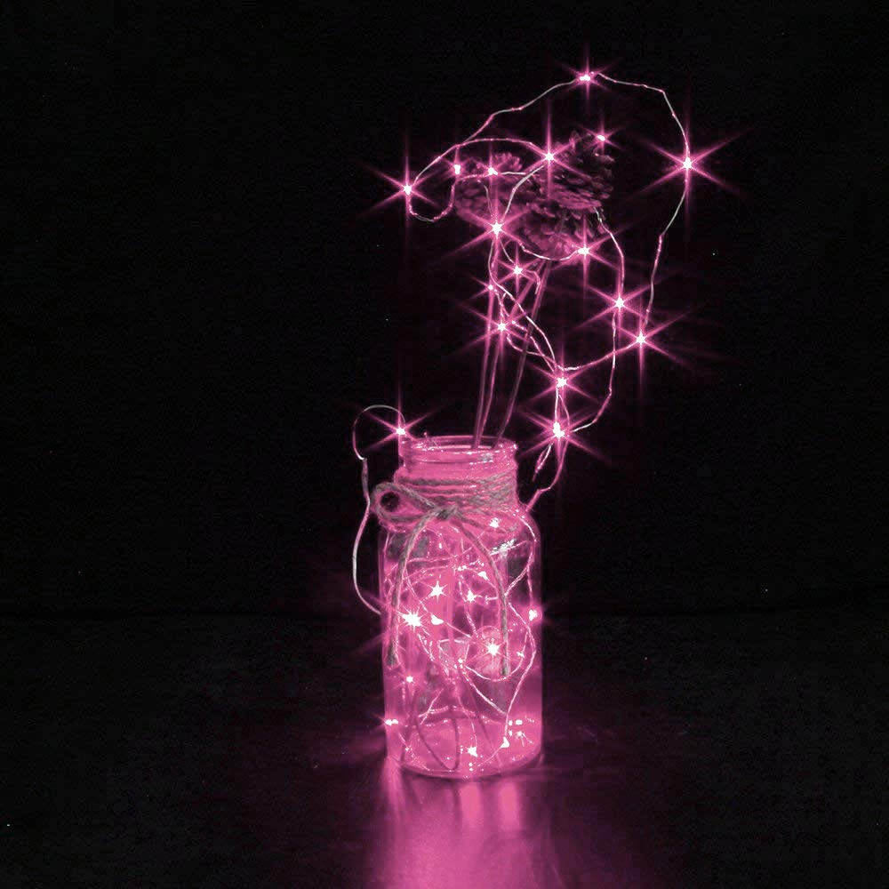 NiniTe LIGHTS 24 Pack Fairy Lights 20 LED Mini String Lights 6.6ft Copper Wire Pink