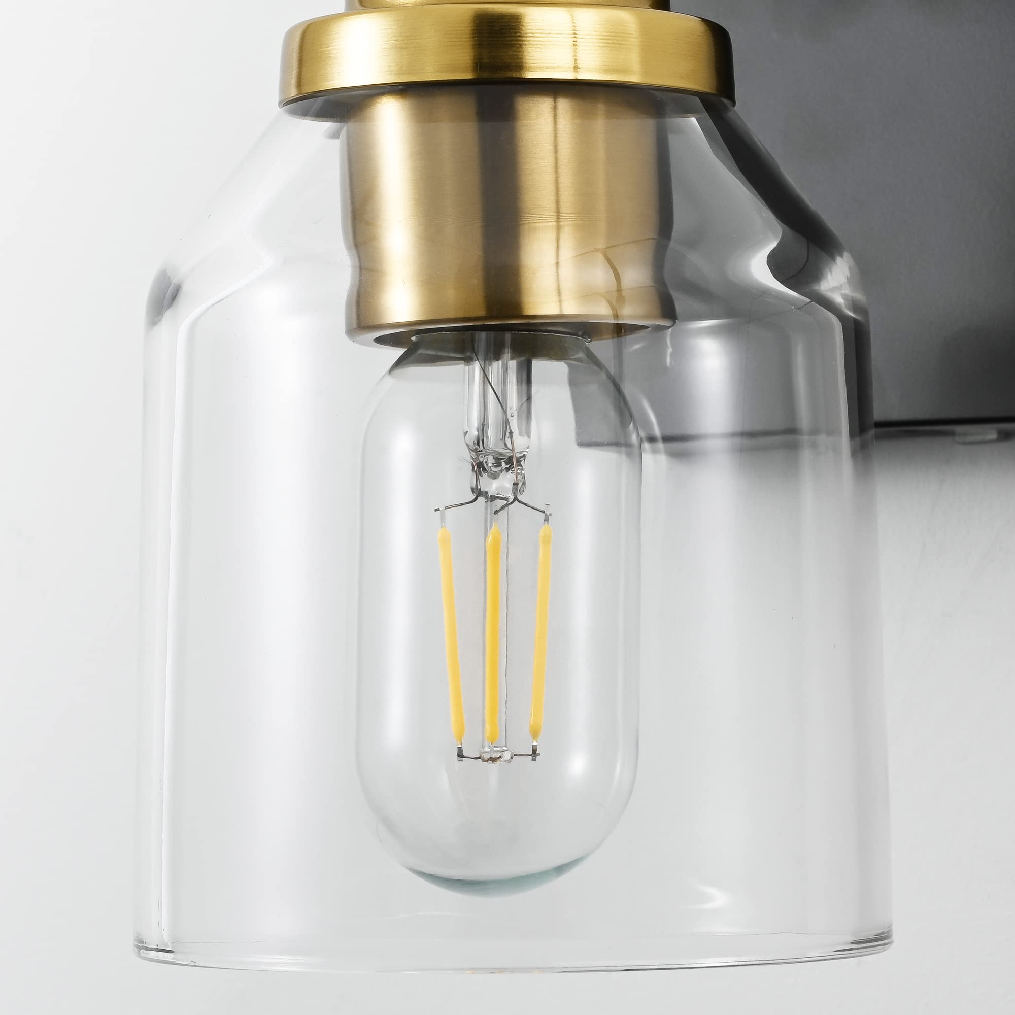 SOLFART Vintage Bathroom Light Fixture - 1 Light, Black and Brass, Glass, Model 7900, Over Mirror Vanity Lighting