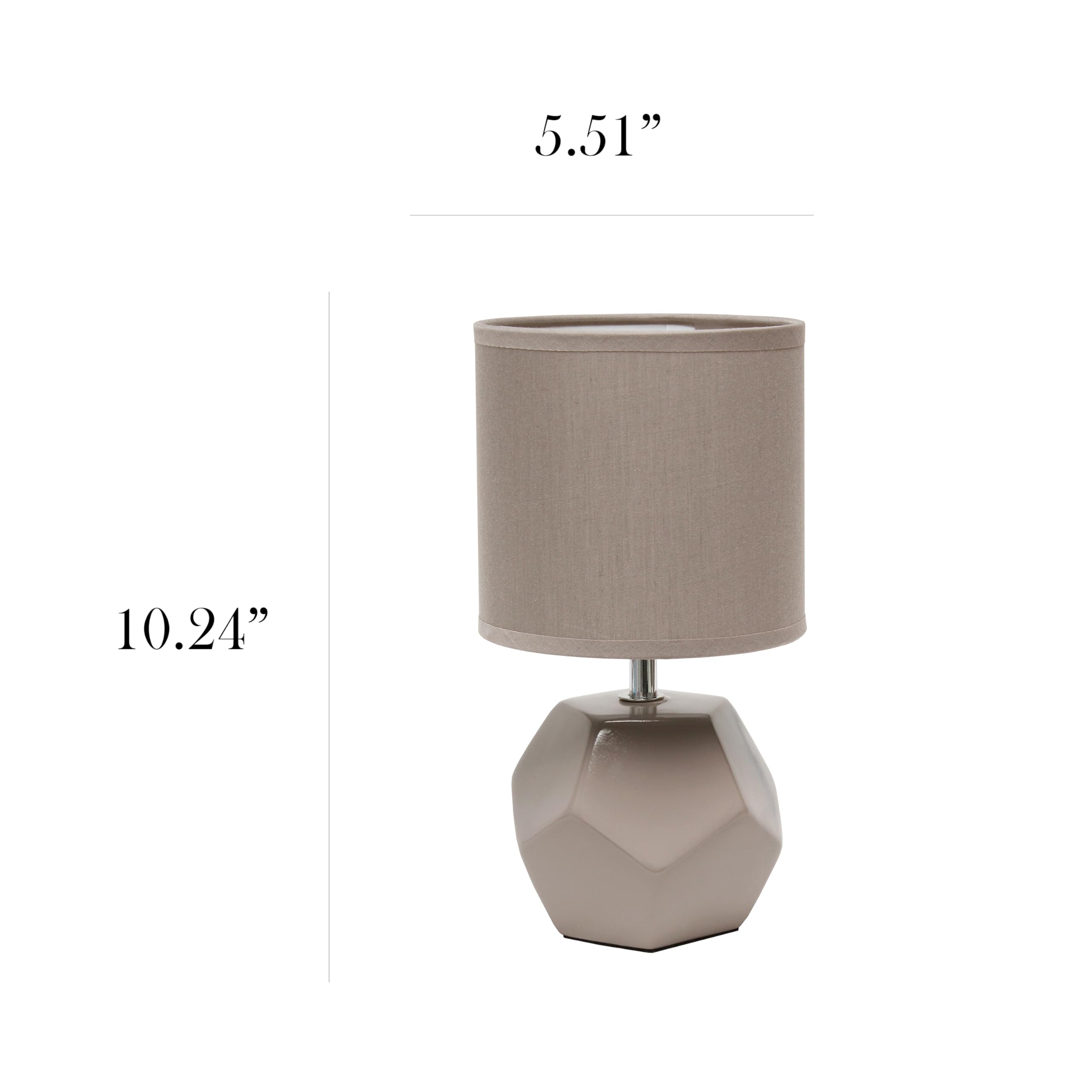 Simple Designs Lt1212-Gry 10.24'' Modern Round Geometric Cube Table Lamp With Matching Shade, Gray