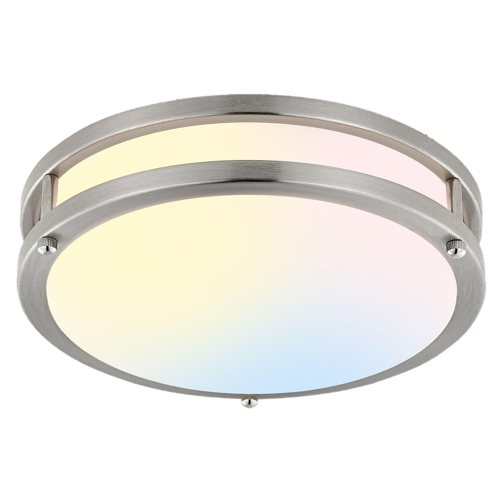 Delightown 10 Inch LED Flush Mount Ceiling Light, 3200LM Dimmable, 5CCT, Metal, Nickel, 1 Pack